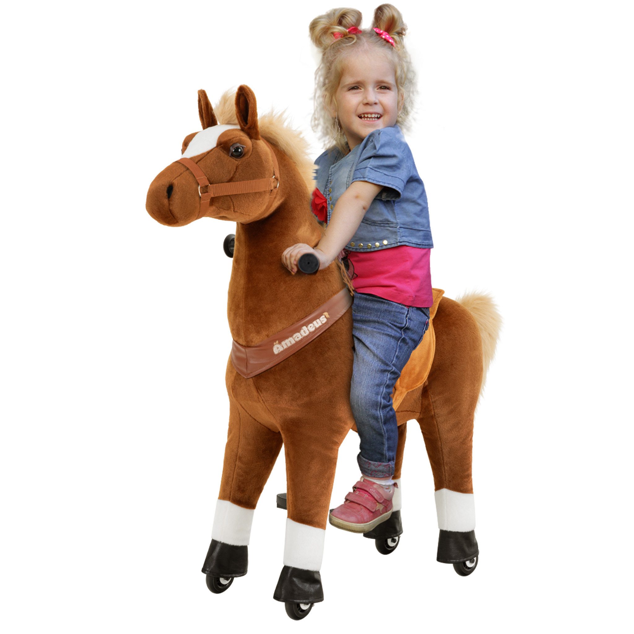 miweba Reitpferd für Kinder Amadeus - Pony mit Rollen, Schaukelpferd, Kinder Pony mit Lenkung, Pferd für Kinder mit Sattel