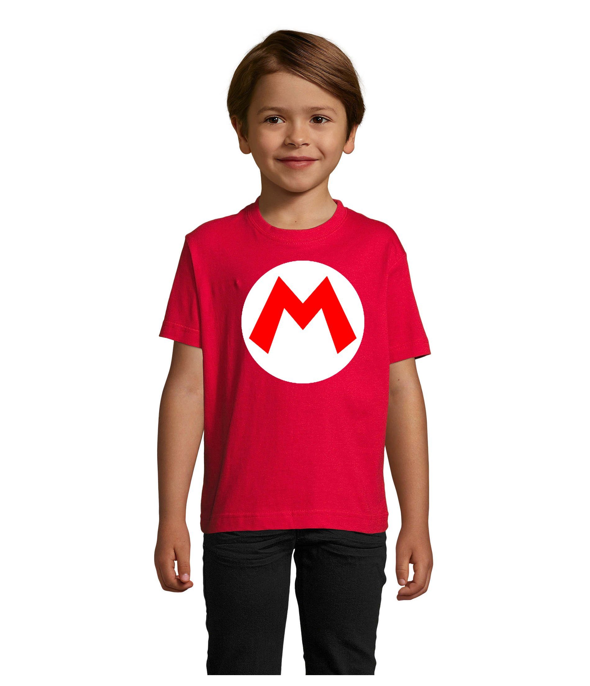 Blondie & Brownie T-Shirt Kinder Jungen & Mädchen Mario Luigi Logo Nintendo Yoshi Luigi in Rot und Grün Mario (Rot)