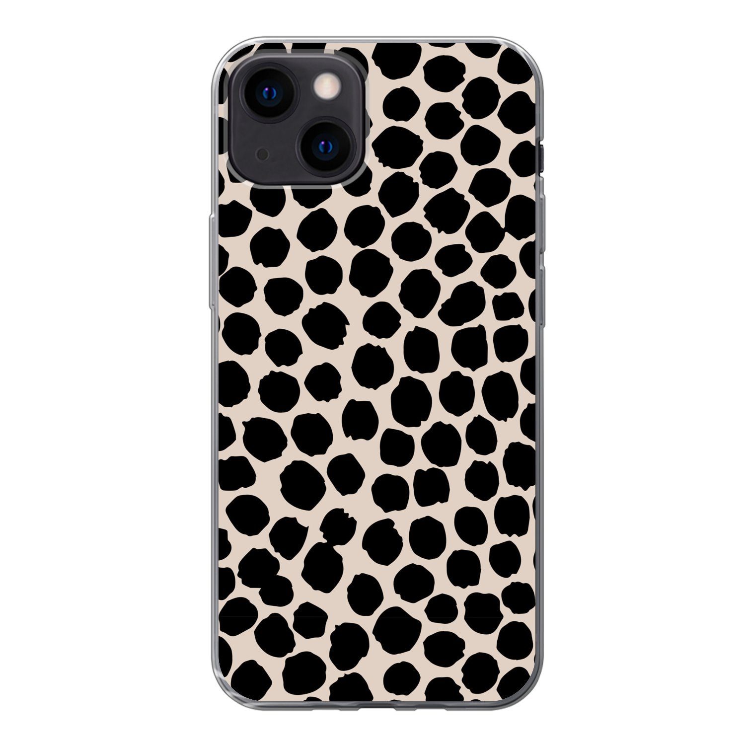 Handyhülle für Apple iPhone 13 Polka dots - Schwarz - Beige