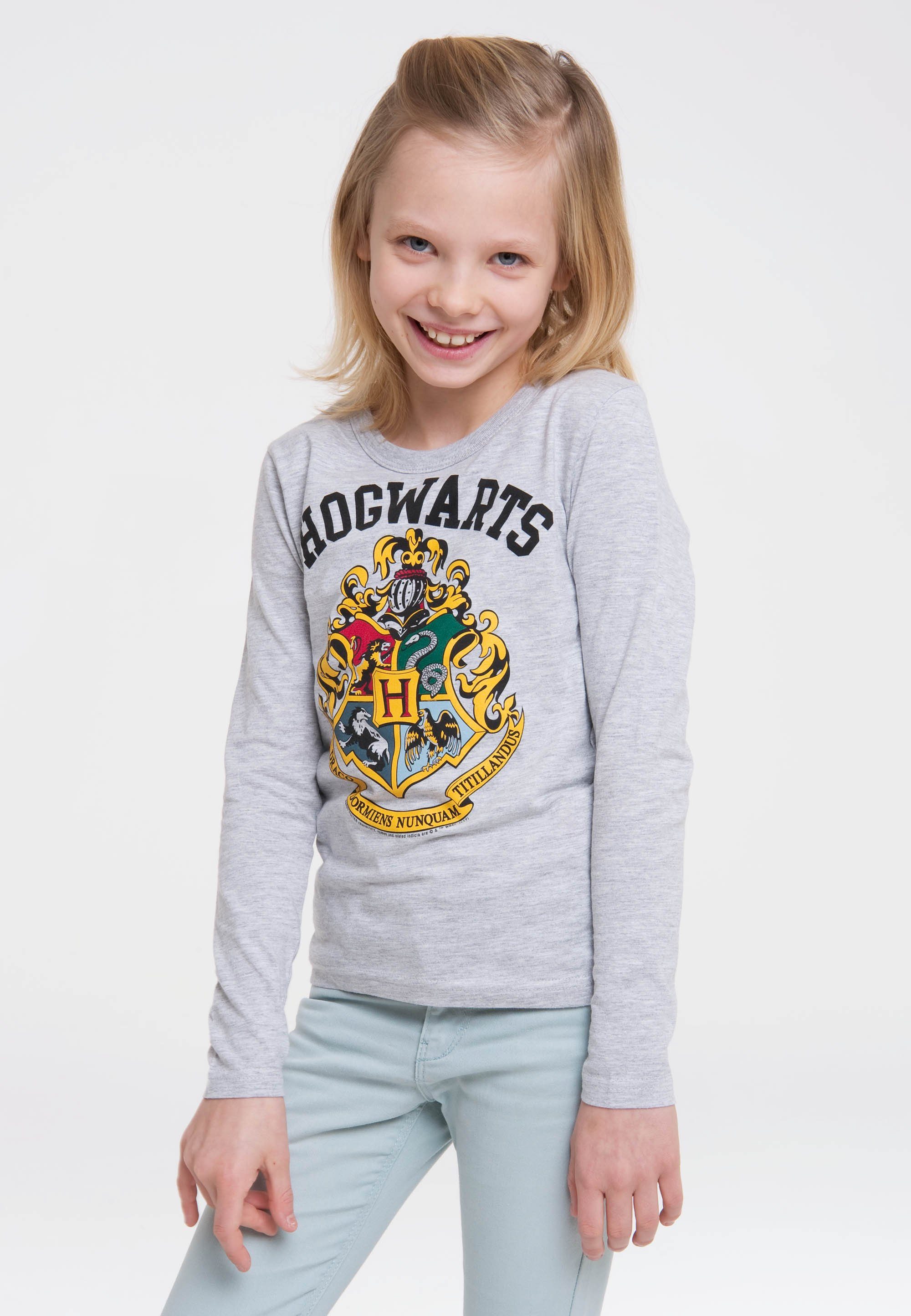 mit detailliertem Langarmshirt Hogwarts Print LOGOSHIRT