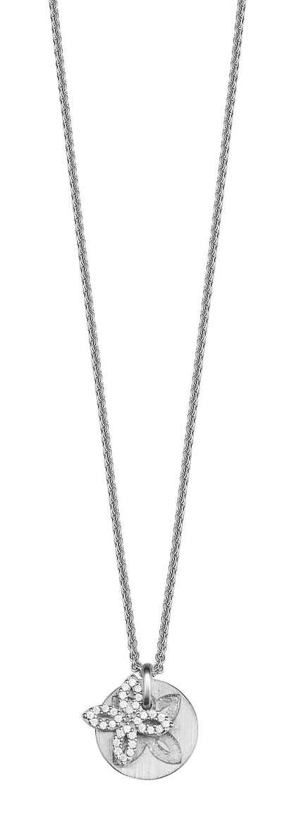 Esprit Collier Brilliance Flora, aus 925er Sterling-Silber, Zirkonia, Ankerkette, Karabiner, 42cm lang