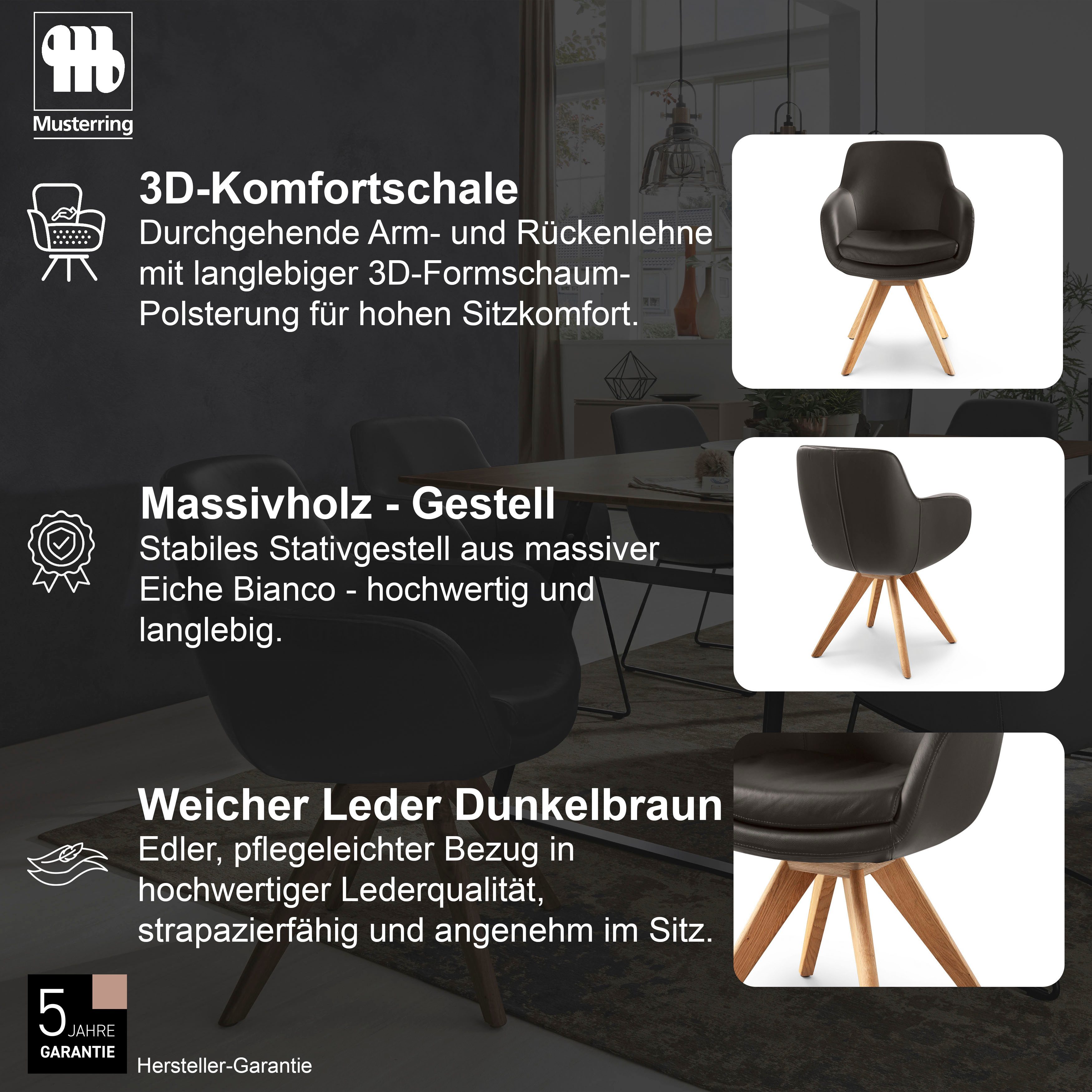 Musterring Esszimmerstuhl Tavia (Set, 2 St), Stativgestell Eiche Bianco, Drehfunktion optional, diverse Farben