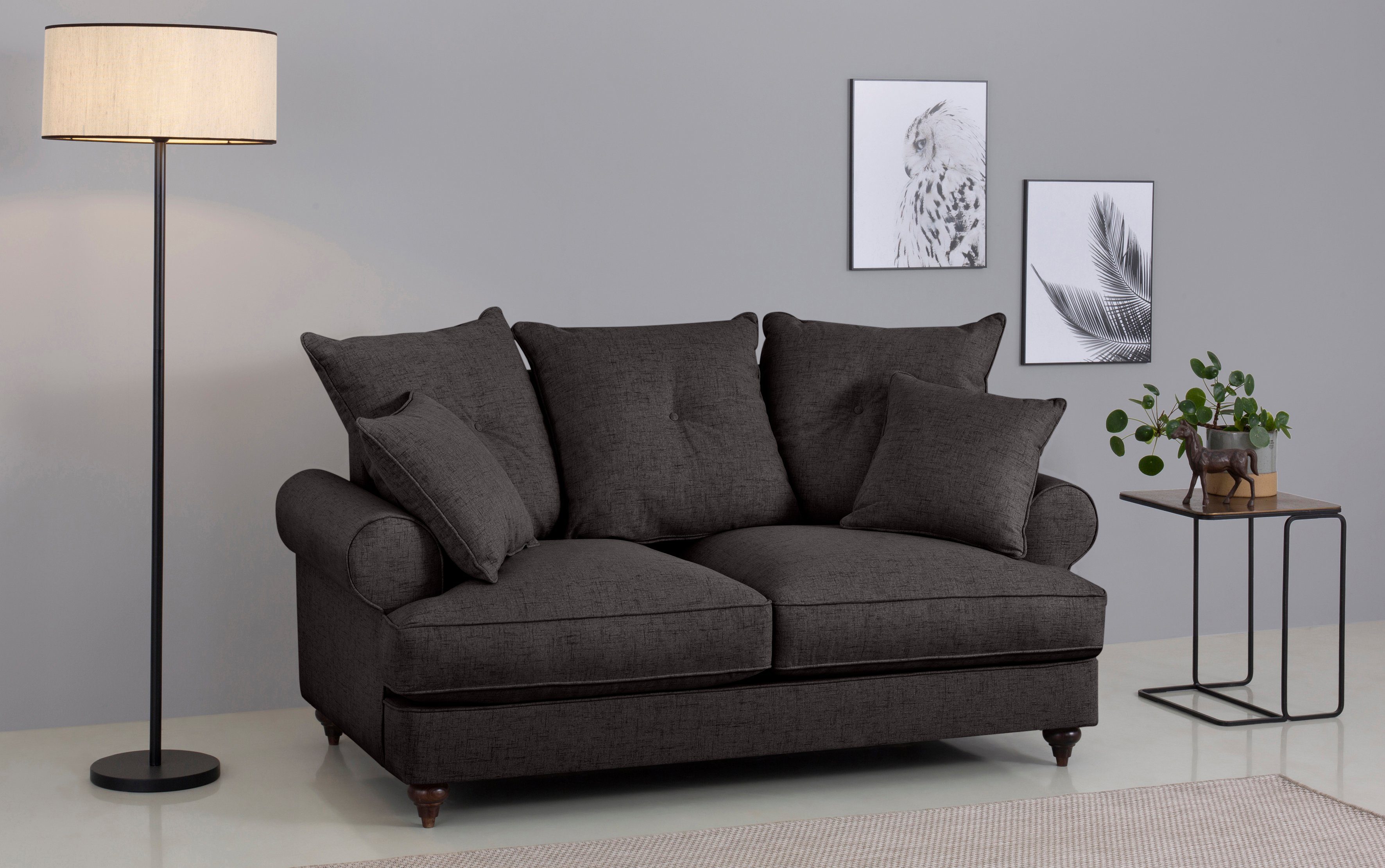 Home affaire 2-Sitzer verschiedenen hochwertigem mit dark Kaltschaum, Bloomer, erhältlich Farben in brown