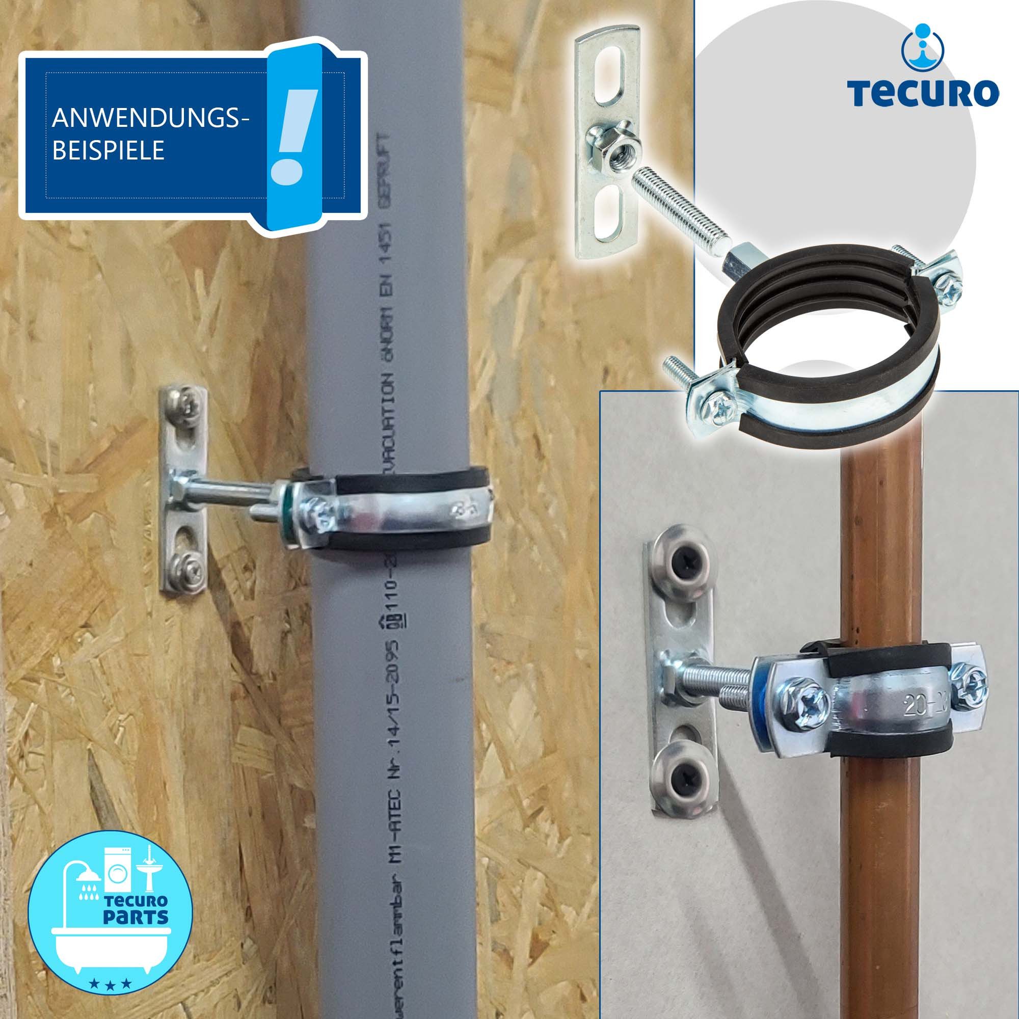 tecuro Rohrschelle Rohrschelle verzinkt, Kombi-Set mit Halterung auf Befestigungsplatte