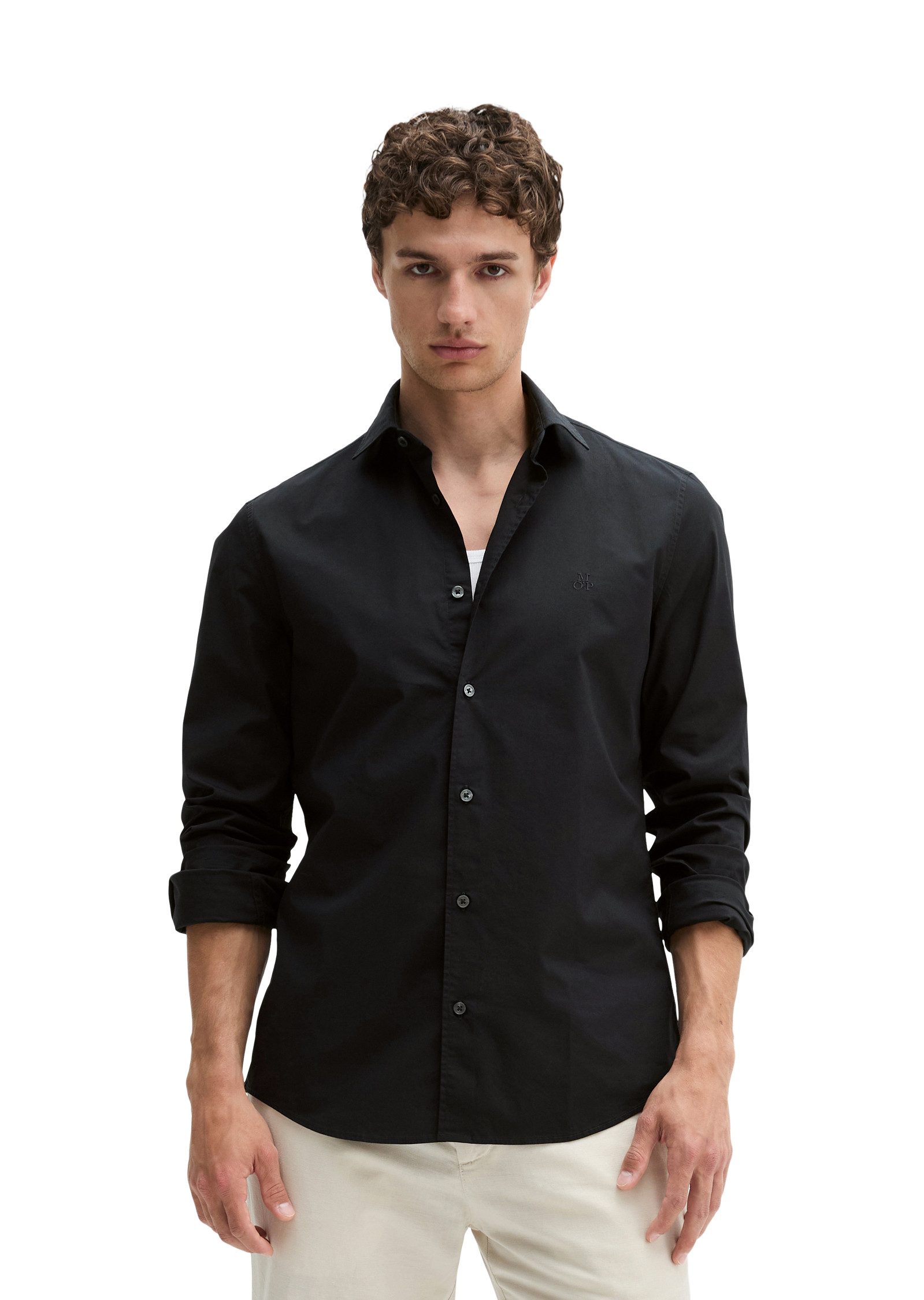 Marc O'Polo Langarmhemd shaped aus Stretch-Popeline