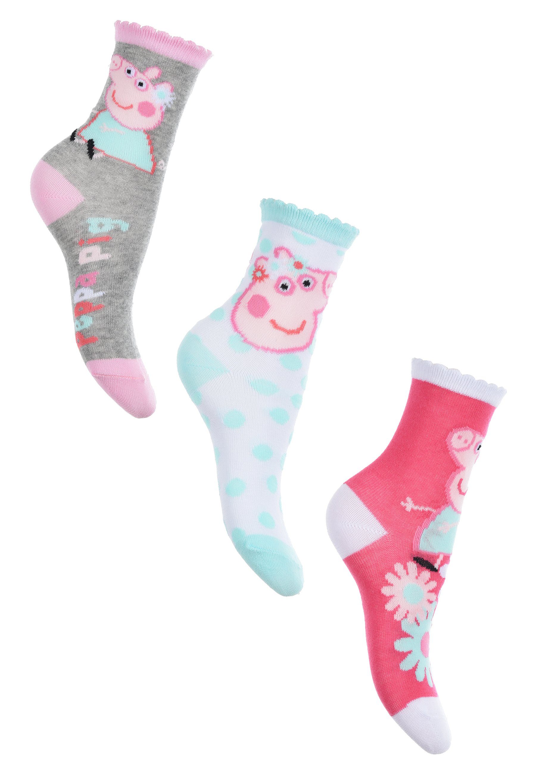 Wutz Peppa Socken Socken Kinder Strümpfe Pig Peppa (3-Paar) Mädchen