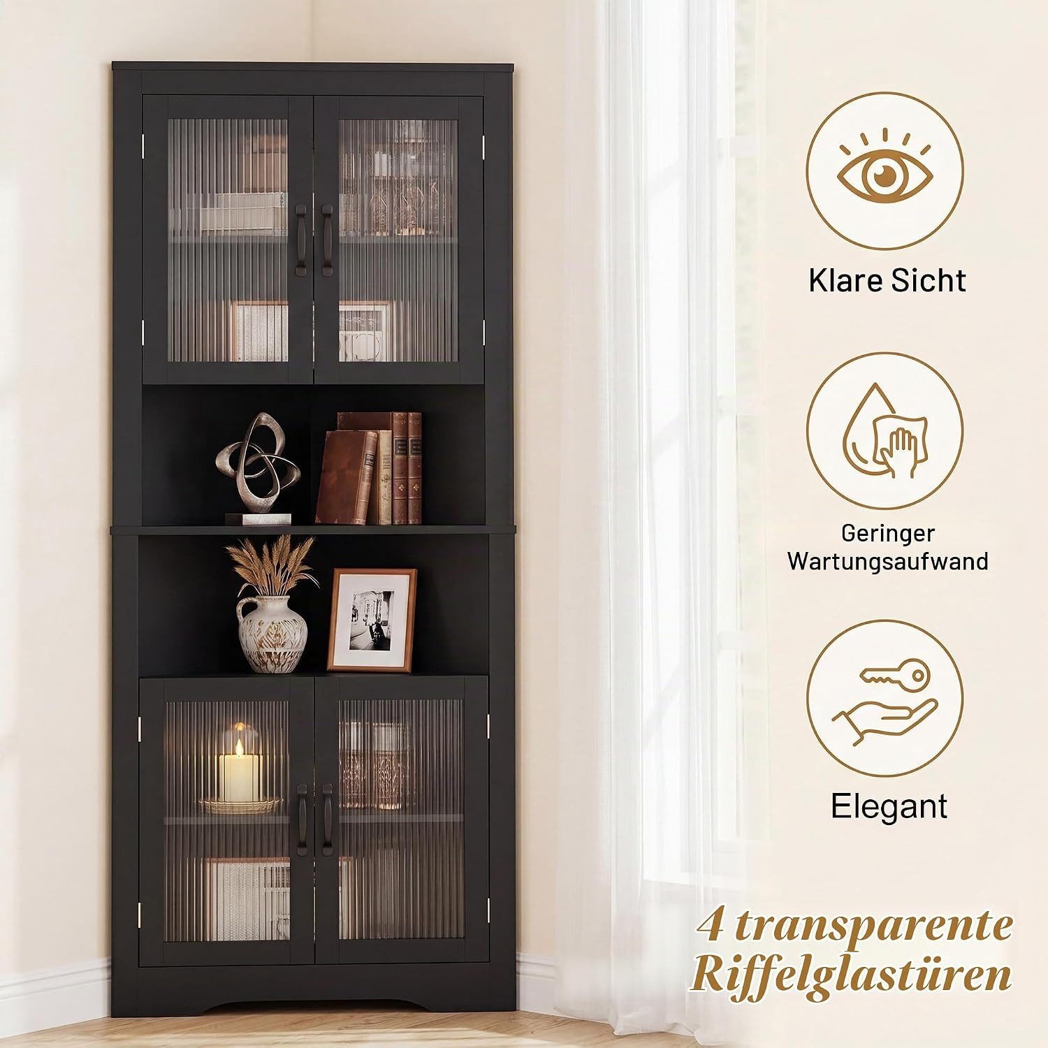 KOMFOTTEU Hochschrank 6-stufiger Eckschrank mit verstellbaren Regale – Bild 5 von 5