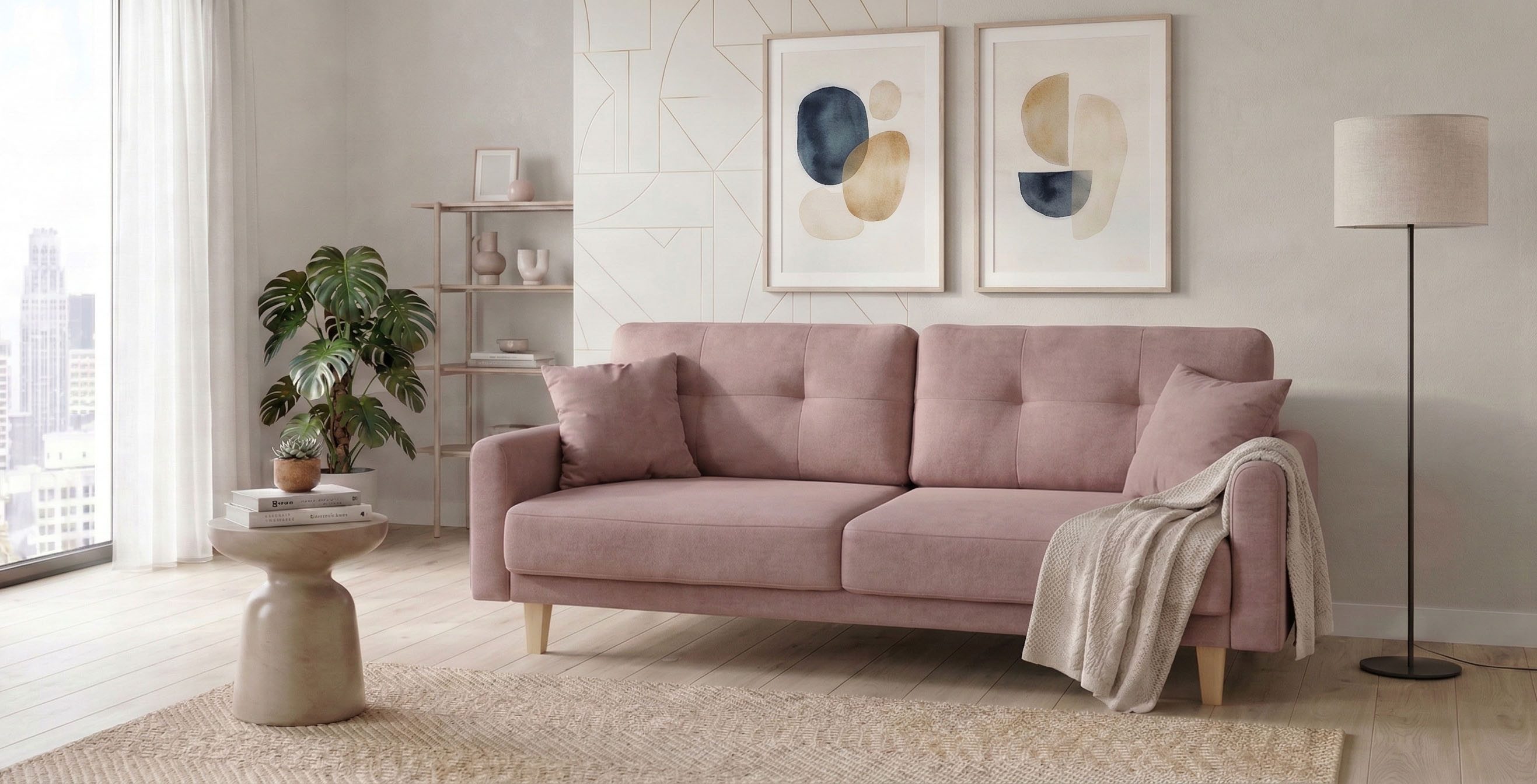 OTTO home 3-Sitzer TRIPLO optionale Schlafsofa mit Bettkasten, Maße B/T/H: 215/100/89 cm, Wahlweise Bettfunktion - Liegefläche 145x191 cm, Rücken-, Zierkissen