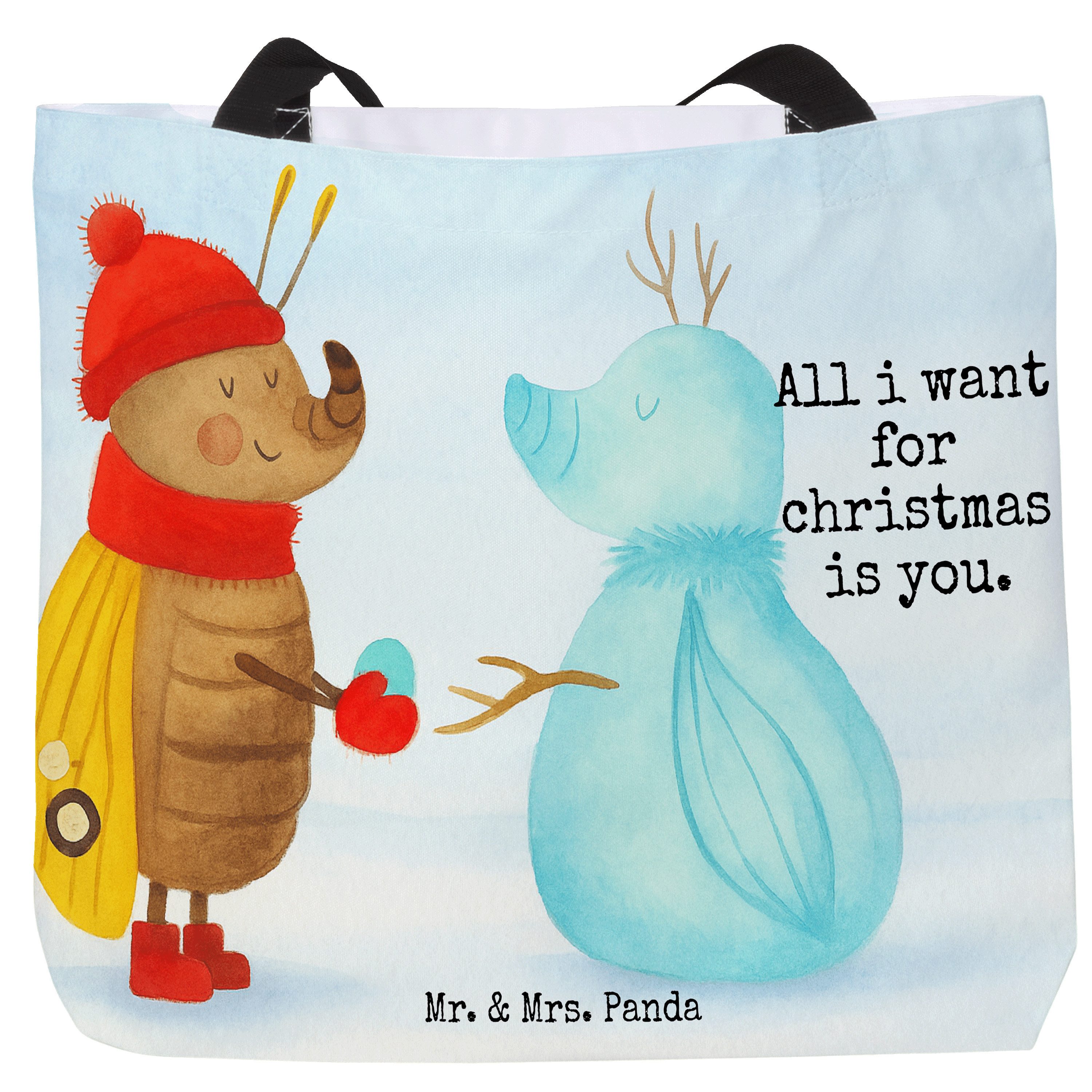 Shopper Nachtfalter Schneemann Design, Tote Bag, Weiß, Weihnachten, Einkaufst