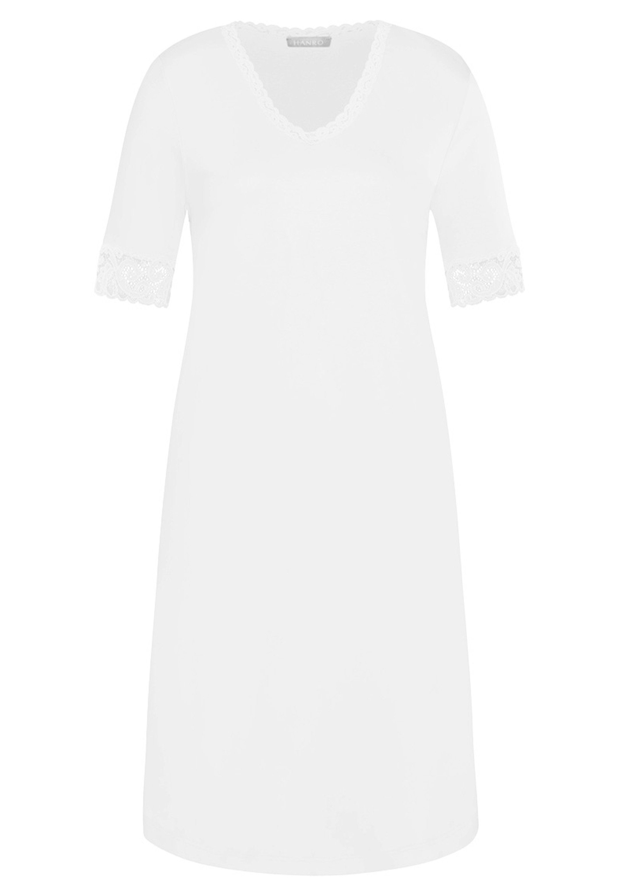 Hanro Nachthemd Moments (1-tlg) Nachthemd - White Ärmeln cm mit kurzen - lang Baumwolle 100