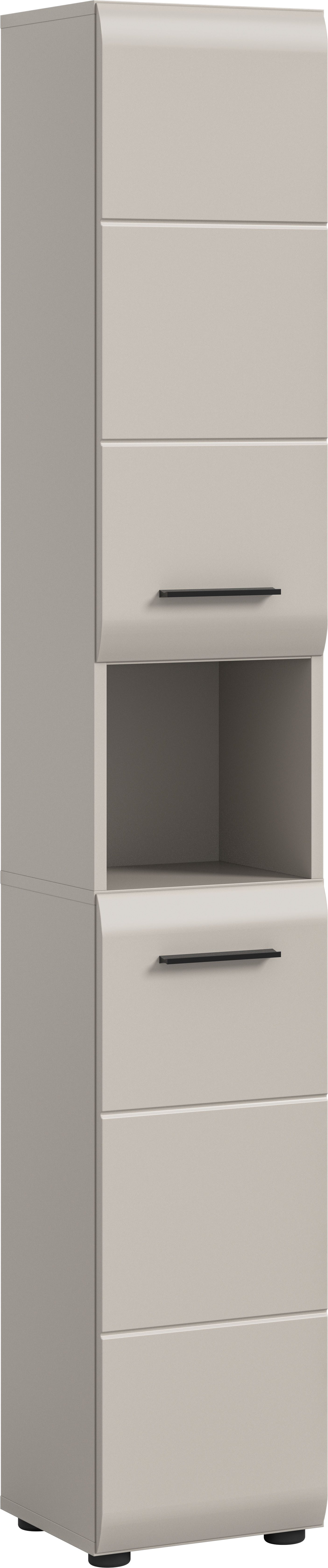 welltime Stauraumschrank FLORENZ, Höhe 185cm, 2 Türen, 7 Fächer, 4 Einlegeböden (1-St., TOPSELLER) Florenz, Badschrank Hoch, Kaschmir, 185 cm Höhe