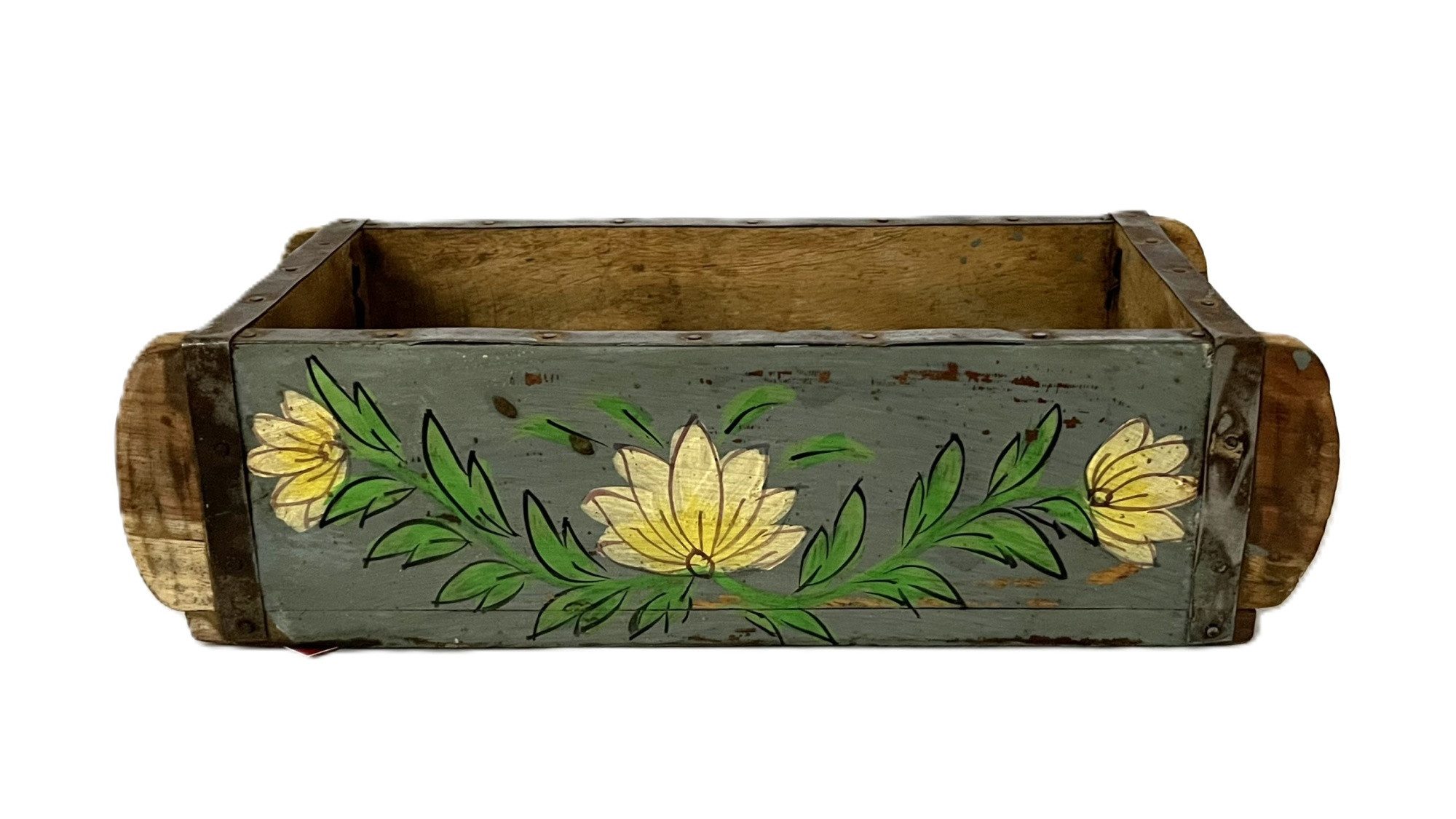 VARIOS Blumenkasten Blumenkiste Holz Ziegelsteinform Garten Deko Naturfarben 31 cm