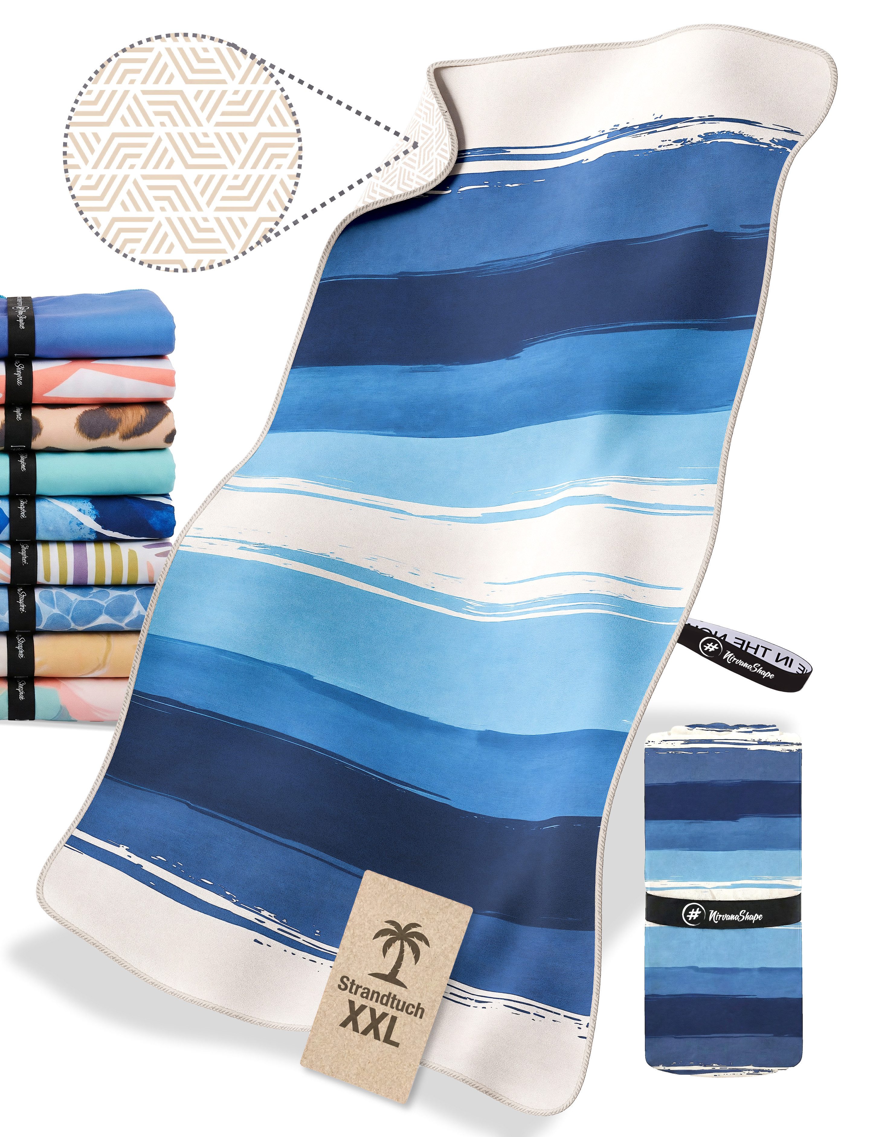 NirvanaShape Strandtuch Reise Handtuch Strandtuch XXL - Strandhandtuch, Mikrofaser Badetuch