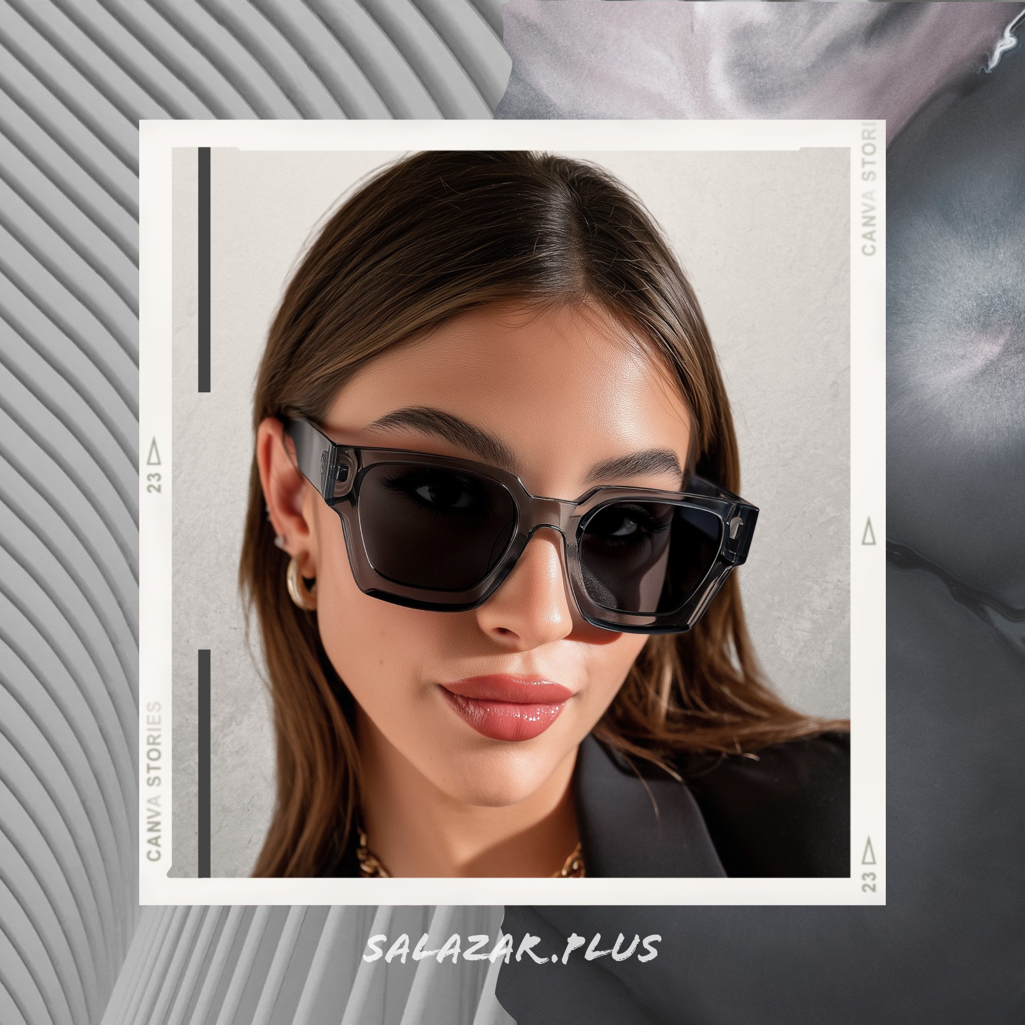 salazar.plus Sonnenbrille Dick Rechteckig Unisex Klotzig Damen Herren Brille grau schwarz orange Klotzige rechteckige Sonnenbrille UV400 Cat.1-3 leicht & stylisch