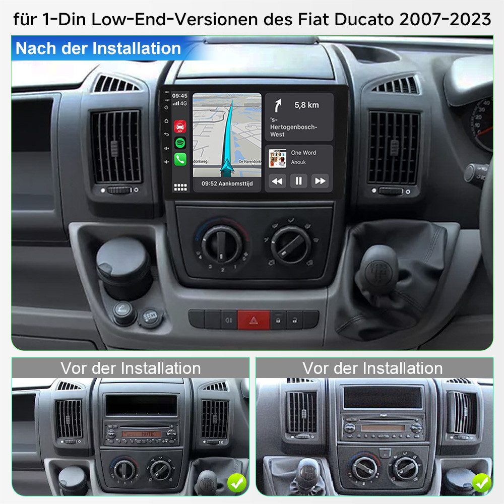 A-Sure DAB+ Für Fiat Ducato 2006-2023 Carplay Android 15 Autoradio (Digitalradio (DAB), FM, Carplay Android Auto Bluetooth EQ USB GPS Navi WIFI Touchscreen)