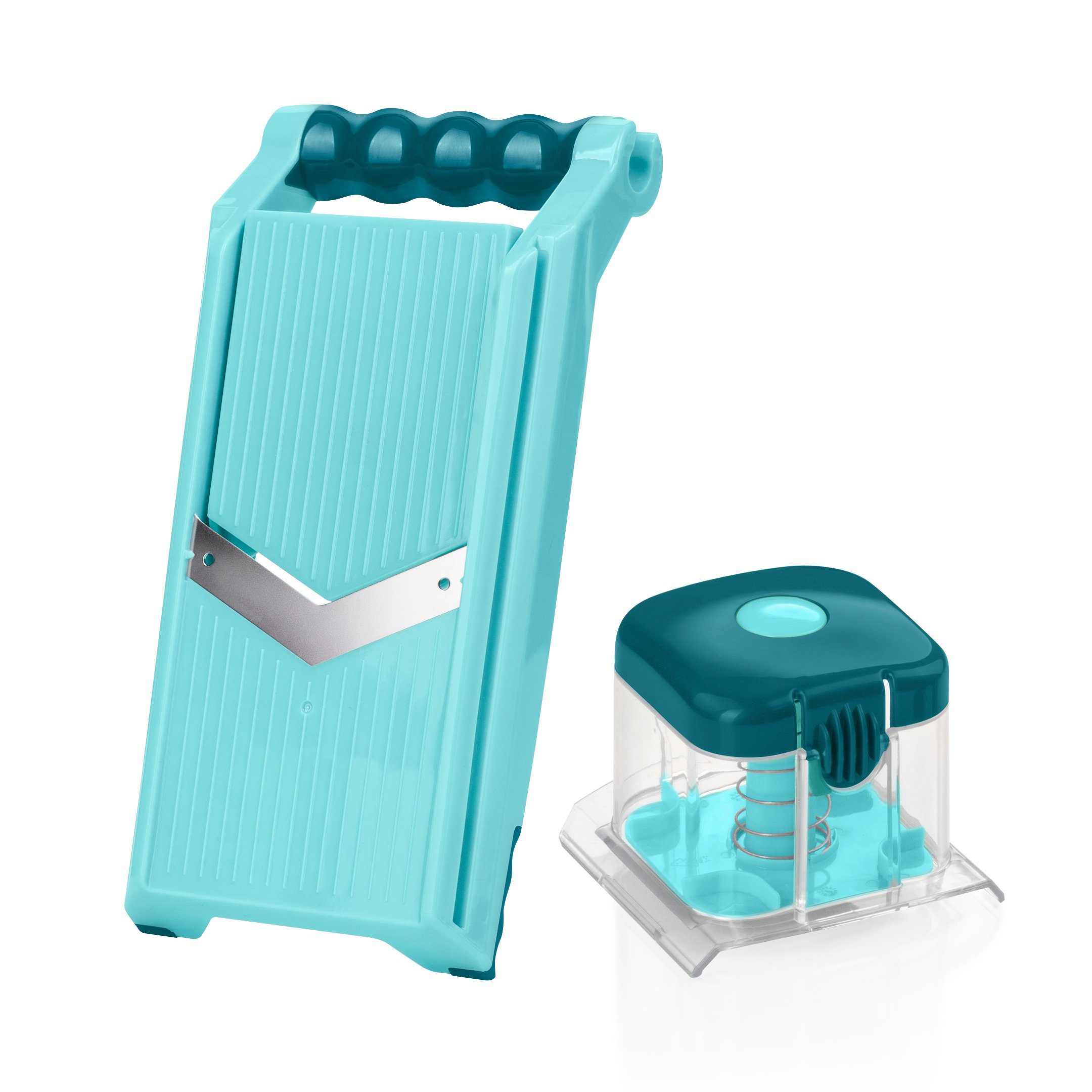 Genius Gemüseschneider Nicer Dicer Chef Professional Verstellbarer Gemüsehobel, Set 2-tlg., Verstellbarer Hobel mit V-Klinge