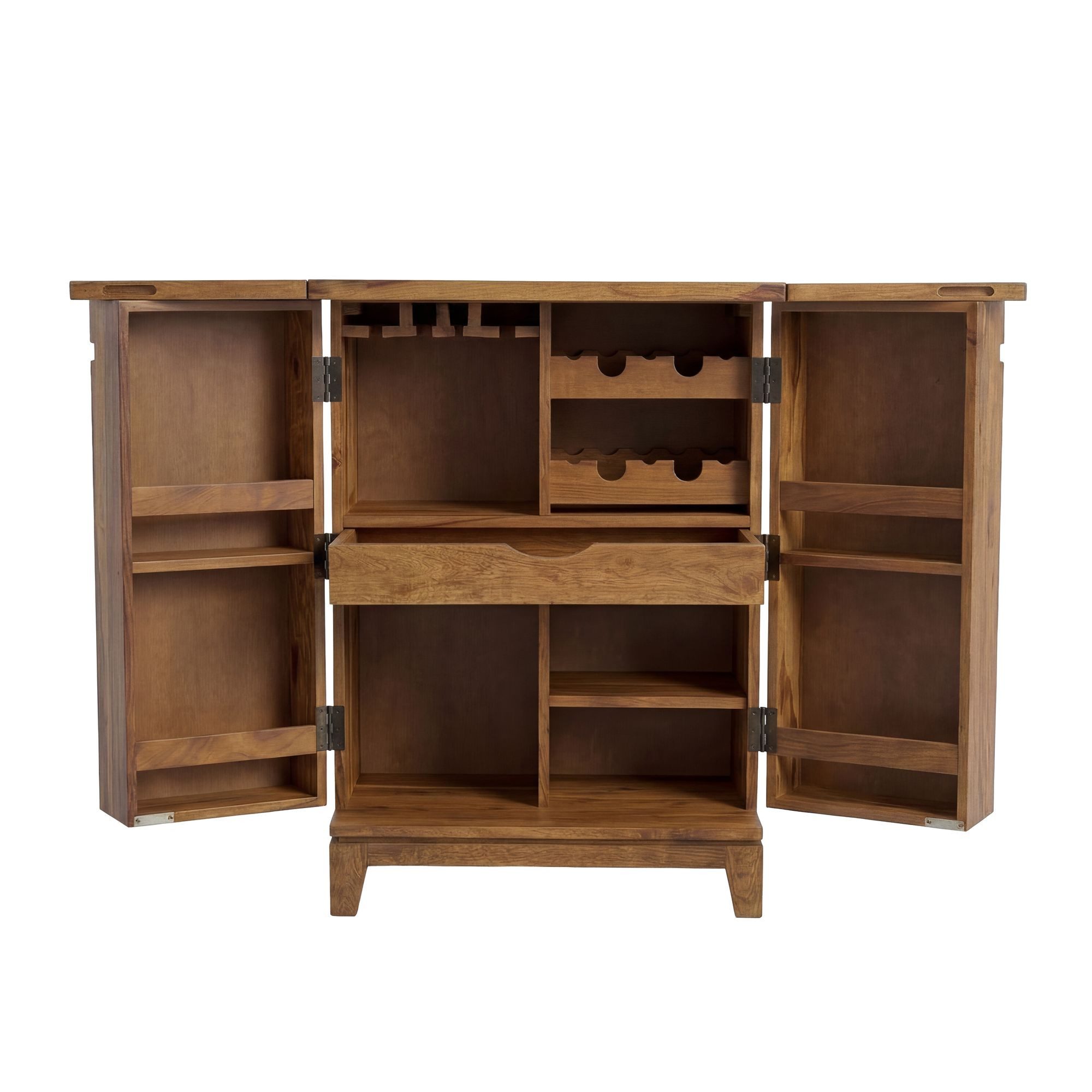 furnicato Barschrank Kompakte Hausbar Massivholz, Walnuss Finish 65x90x50 cm (1-St)