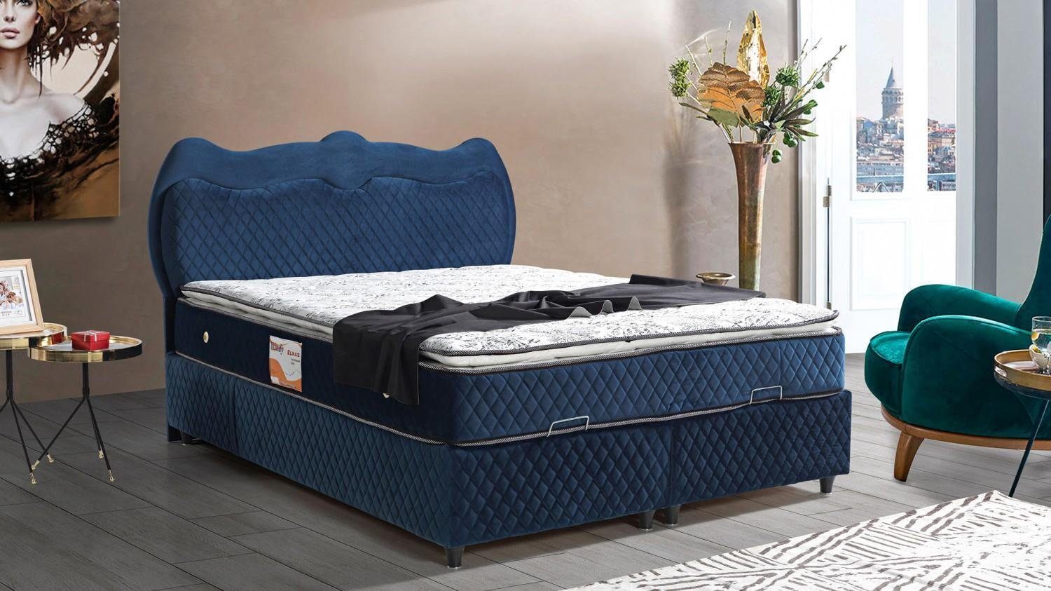 JVmoebel Bett Bett Design (Bett), Luxus Modern Polster Möbel Luxus Schlafzimmer In Betten Blau Made Europe
