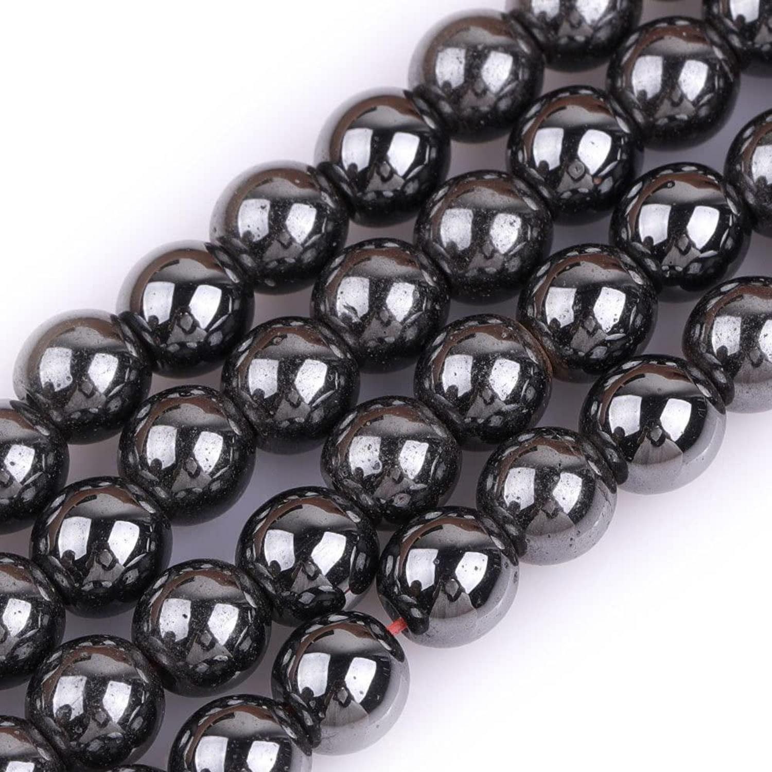 LuxusKollektion Bastelperlen Hämatit Perlen 6mm rund schwarz, (63-tlg)