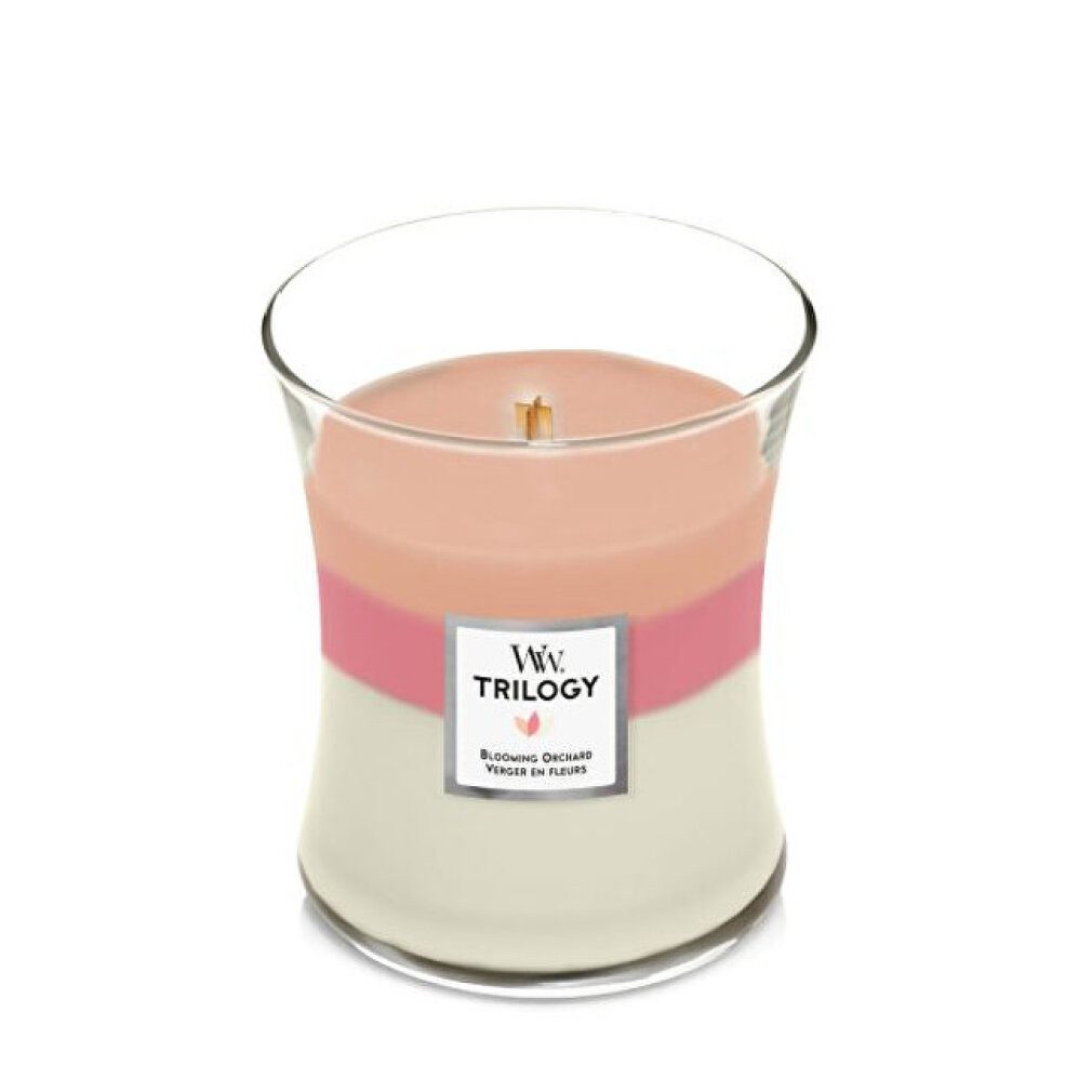 Woodwick Duftkerze Trilogy Blooming Orchard Duftkerze mit Docht 275 g