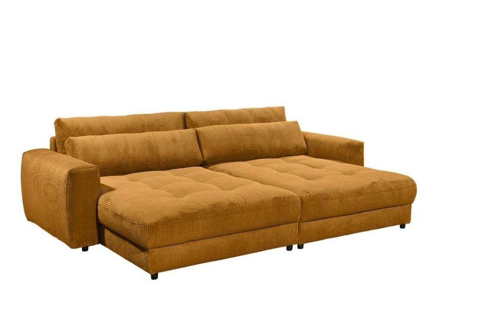 Big-Sofa Mustard Cord im Bezug, stellbar Raum frei Rückenkissen, ED EXCITING DESIGN Nierenkissen, Barura,