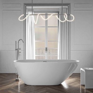 Bernstein Badewanne ROMA, (modernes Design / Acrylwanne / Sanitäracryl / mit Siphon), freistehende Wanne / Weiß Glänzend / 170 cm x 75 cm / Acryl / Oval