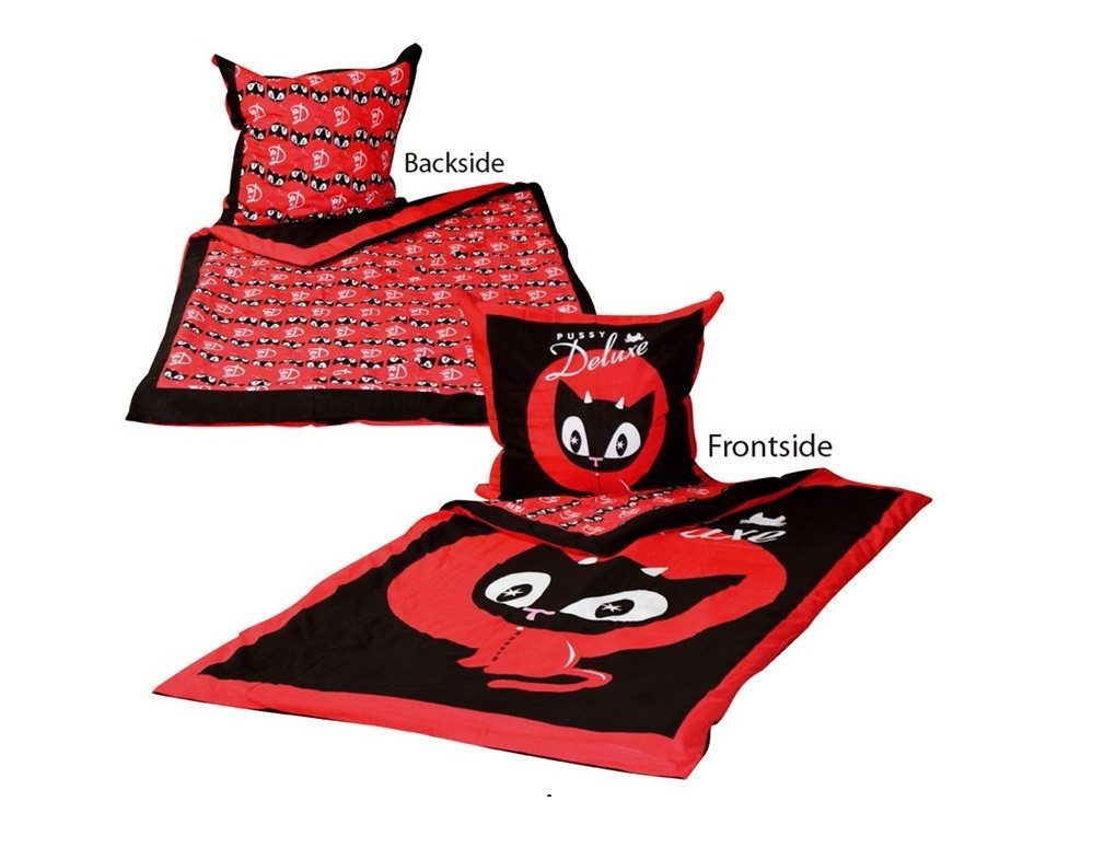 Pussy Deluxe Kinderbettwäsche Pussy Deluxe - Bettwäsche Devil Kitten 135x200/80x80cm Baumwolle NEU