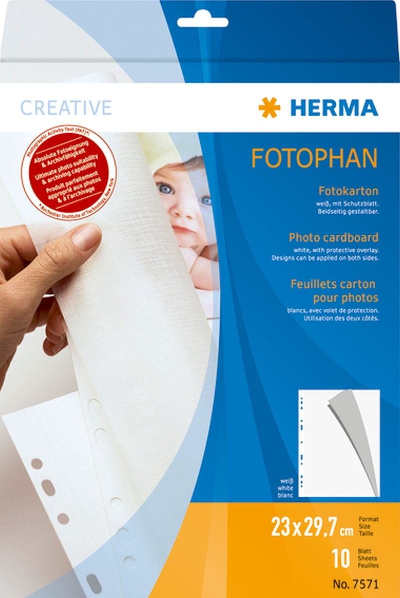 HERMA Fotoalbum Fotokarton 230x297mm weiß VE=10 Blatt