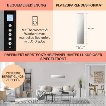 Klarstein Heizkörper La Palma Smart 900 W silver, Standgerät elektrische Infrarot Heizung Spiegel Thermostat elektrisch