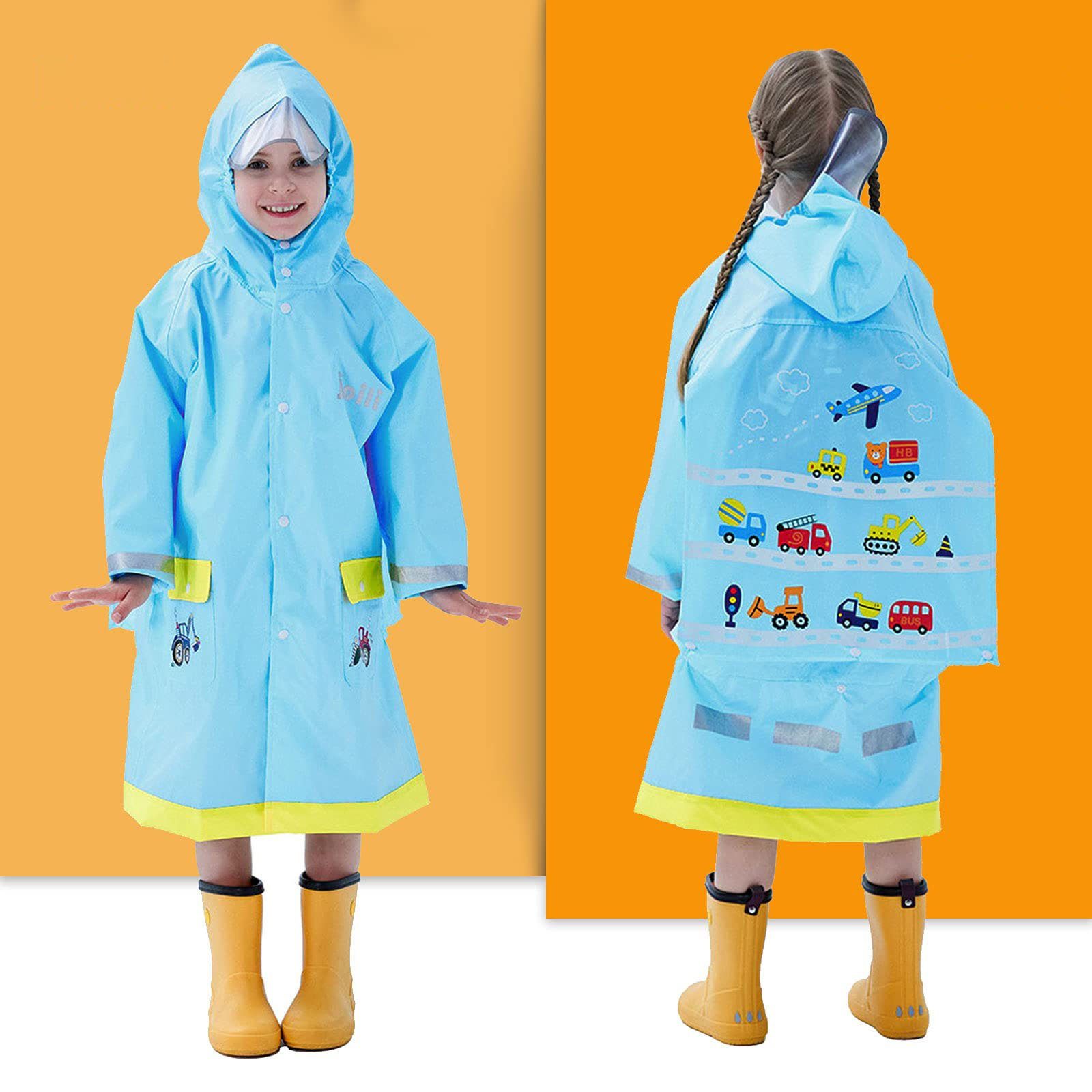 GelldG Regenmantel Kinder Regenmantel, blau(XL) Atmungsaktiv Regenjacken Regenanzug, Regenponcho