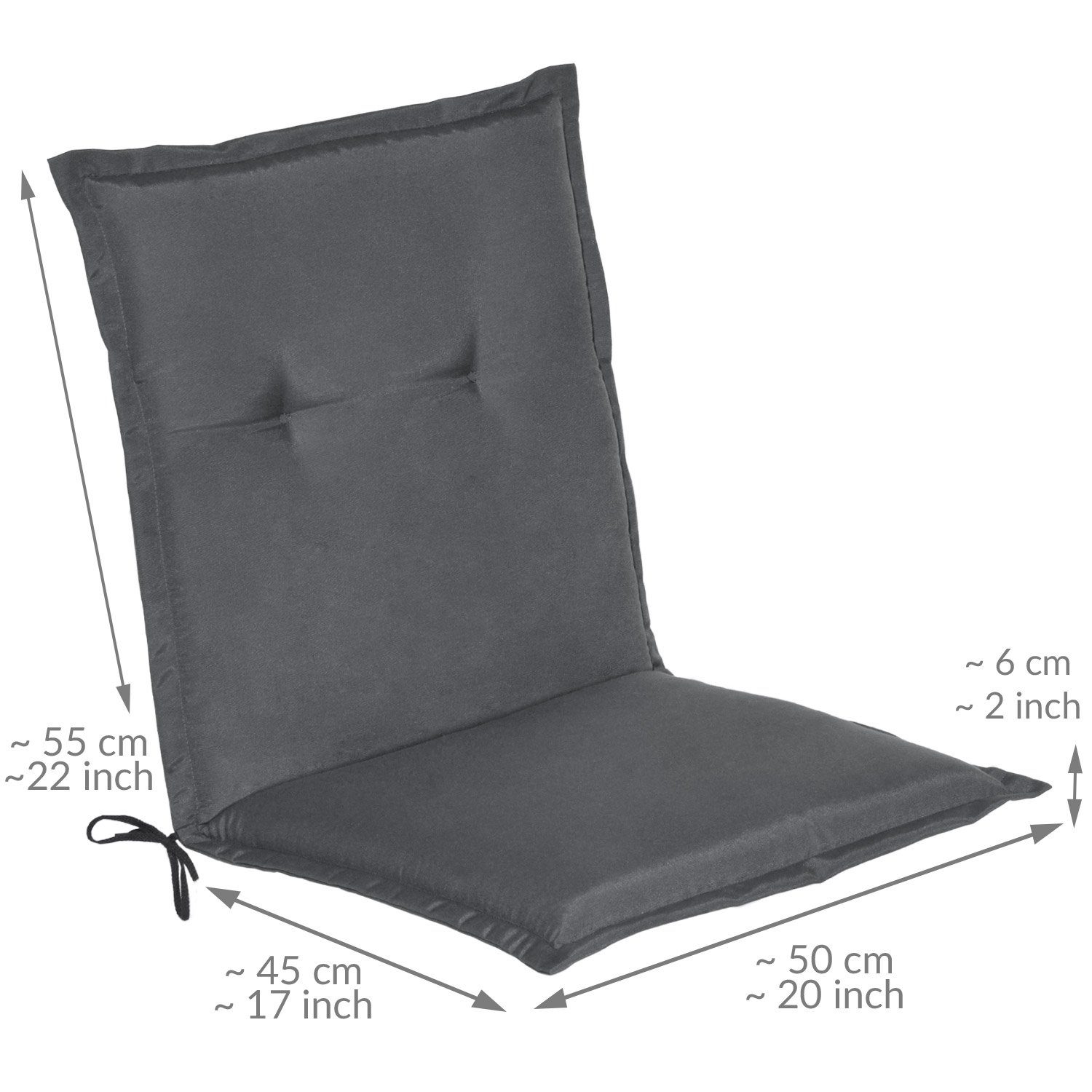 Beautissu Sitzauflage Niedriglehner Auflage Gartenstuhl Loft NL, 100x50x6cm, Graphit, Sitzkissen Niederlehner Rückenkissen Stuhlkissen Schaumkern Füllung