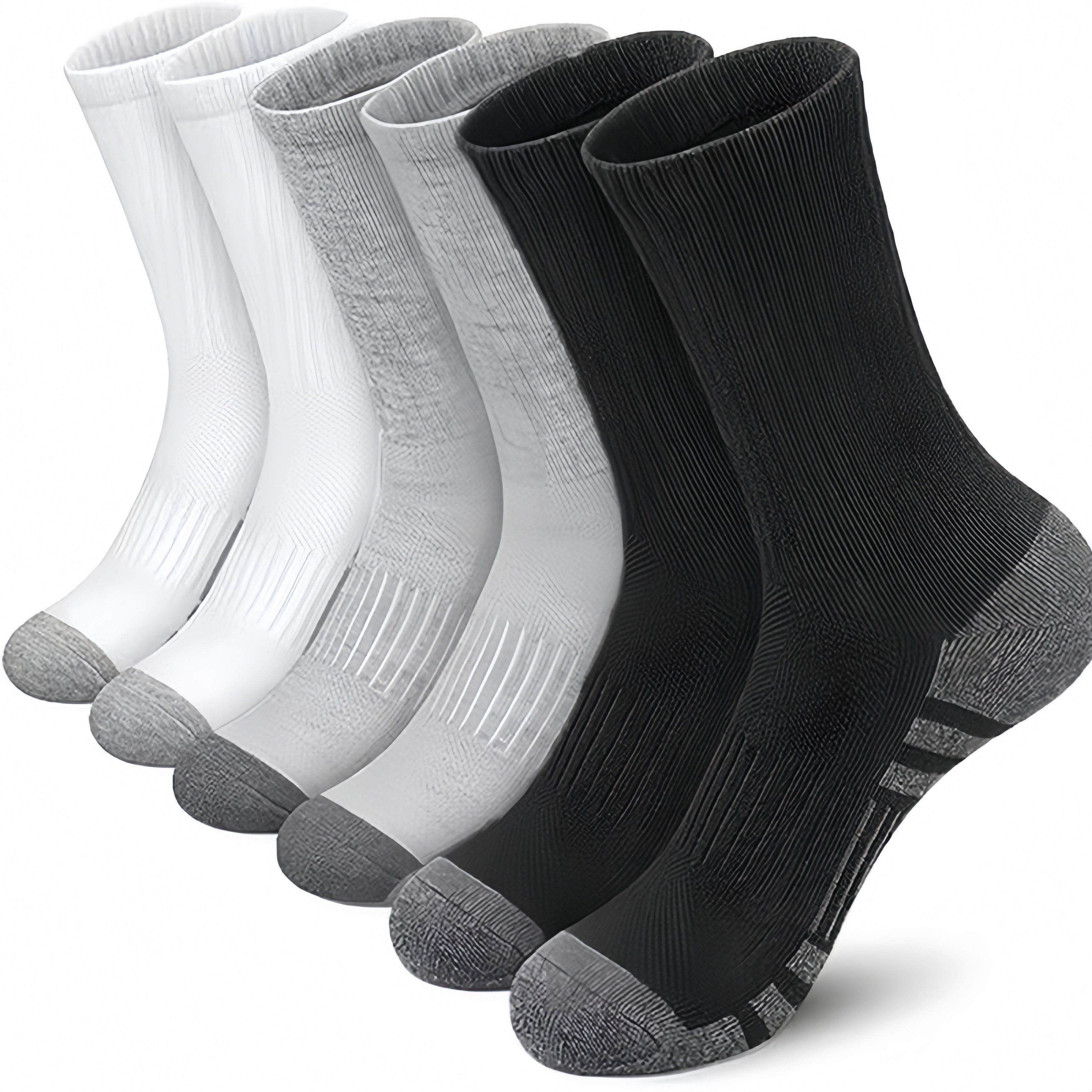 FOUORTUNATE-BEE Sportsocken Sport Socken Herren Basketball Mid Cut 3 Farben Set 40–46 Atmungsaktive Sportsocken für Herbst Winter Schwarz Grau Weiß