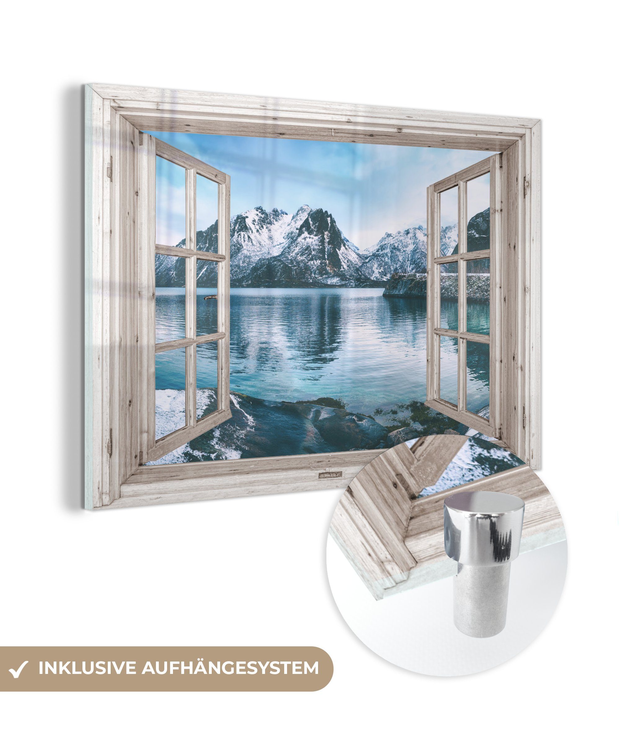 MuchoWow Acrylglasbild Aussicht - Berg - Wasser, (1 St), Glasbilder - Bilder auf Glas Wandbild - Foto auf Glas - Wanddekoration
