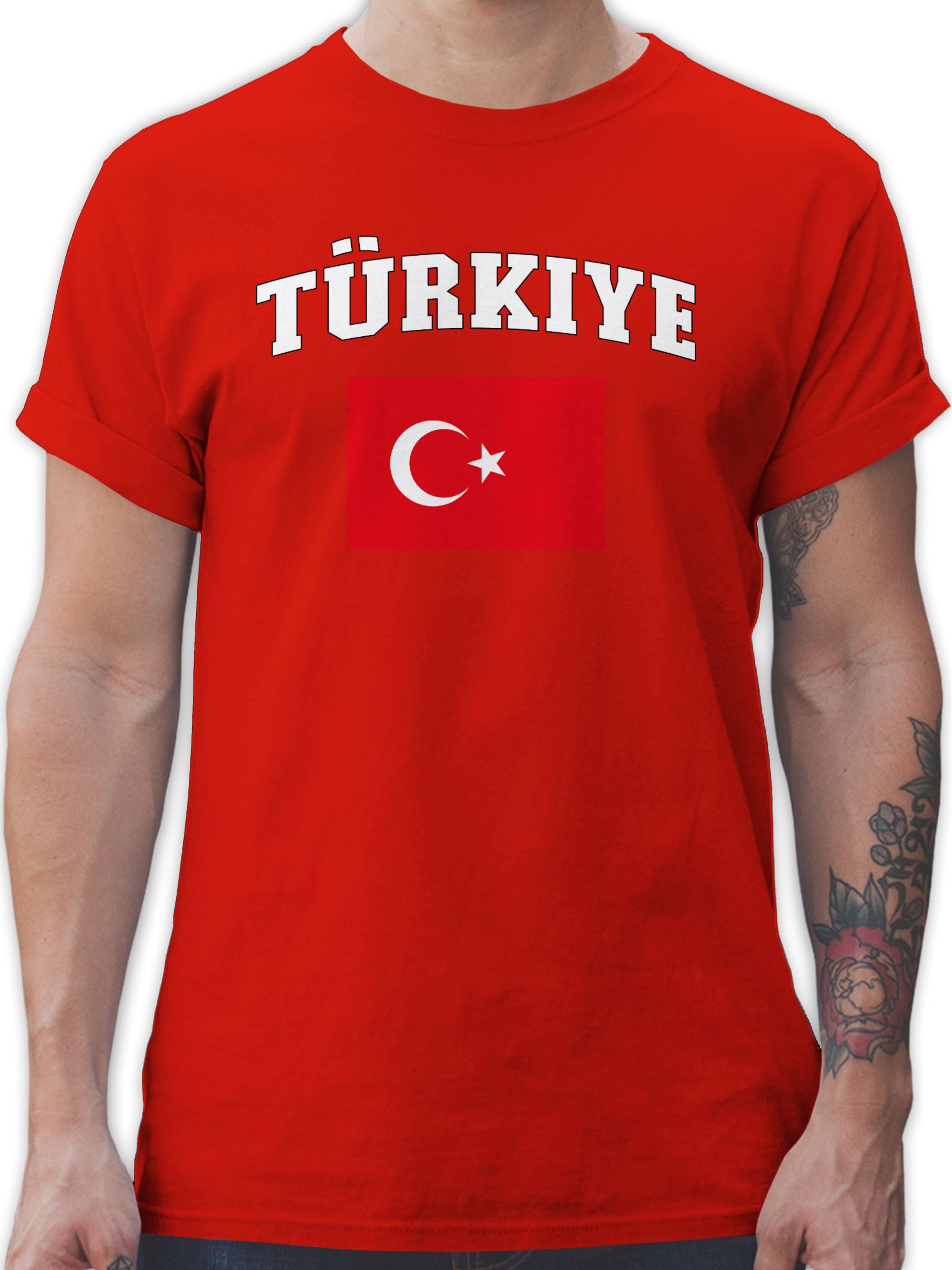 T-Shirt Türkiye Schriftzug mit Flagge, Türkei, Turkey, Türkisch