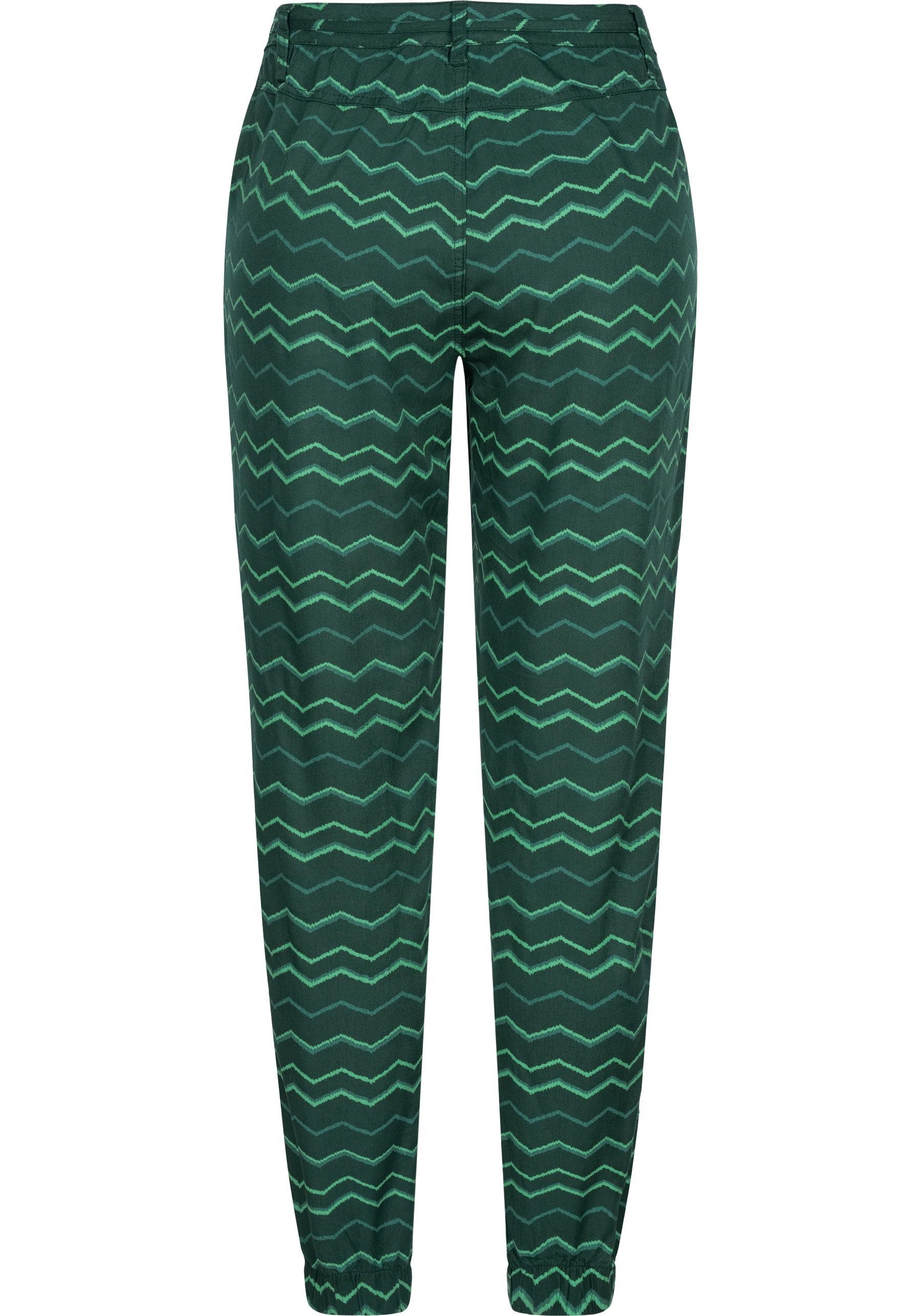 Ragwear Haremshose Talin Chevron leichte Tunnelzugband Print dunkelgrün und mit Leinenhose