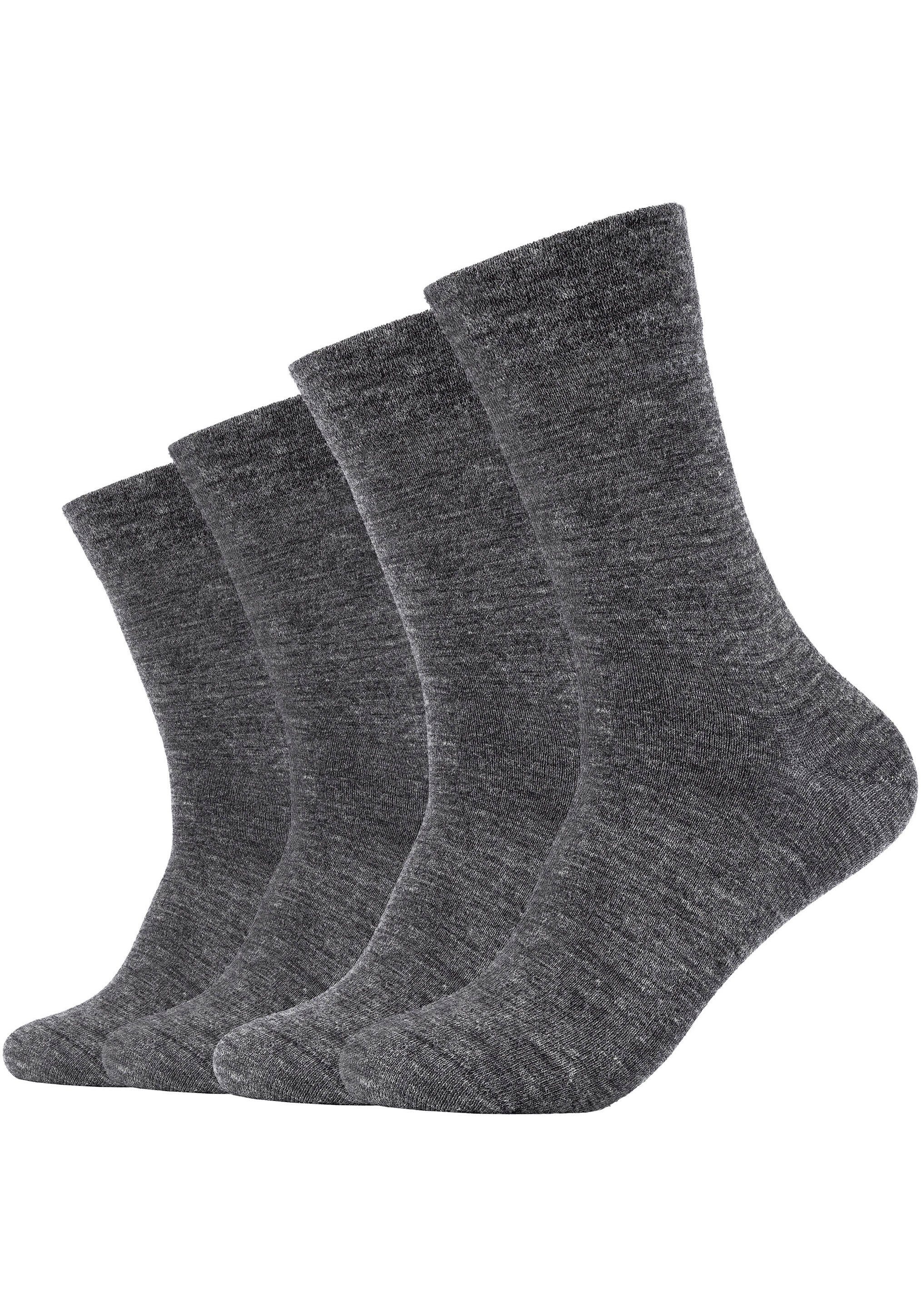 Camano Socken (Packung, 4-Paar) Weicher Materialmix mit hohem Wollanteil dunkelgrau-meliert