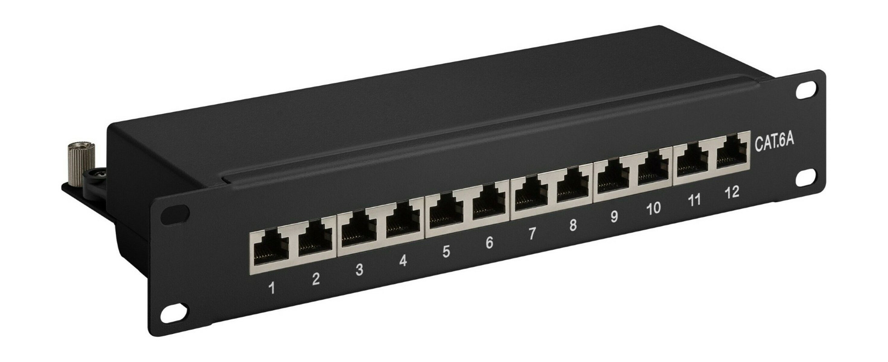 Serverschrank Patchpanel 10”, 12-fach STP Patchpanel CAT 6a