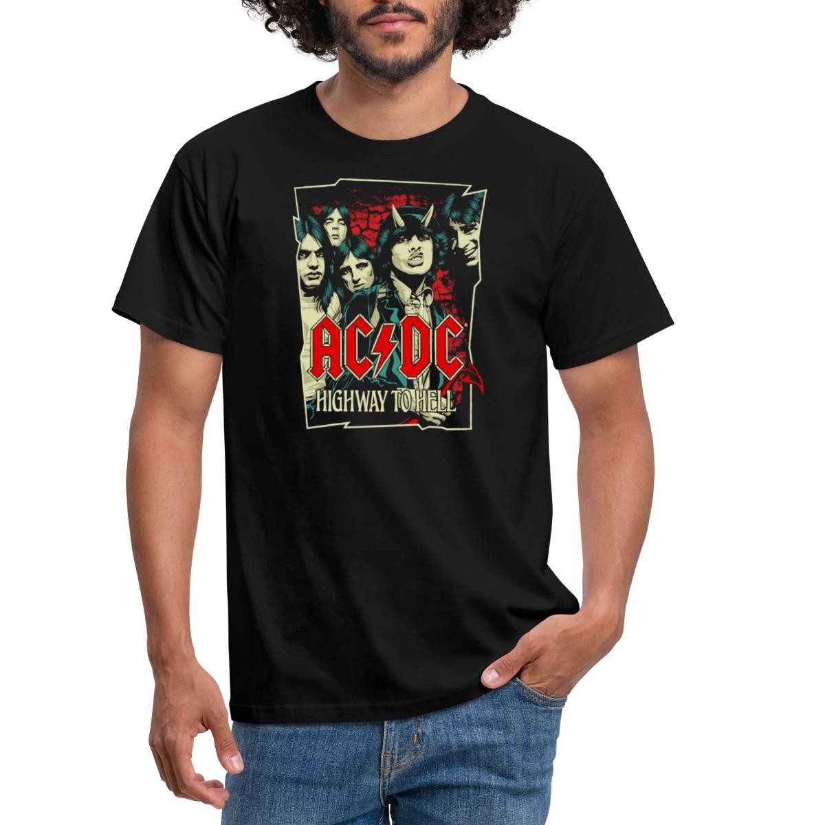 Spreadshirt T-Shirt AC/DC Bandlogo Bild Highway To Hell Album Männer T-Shir günstig online kaufen