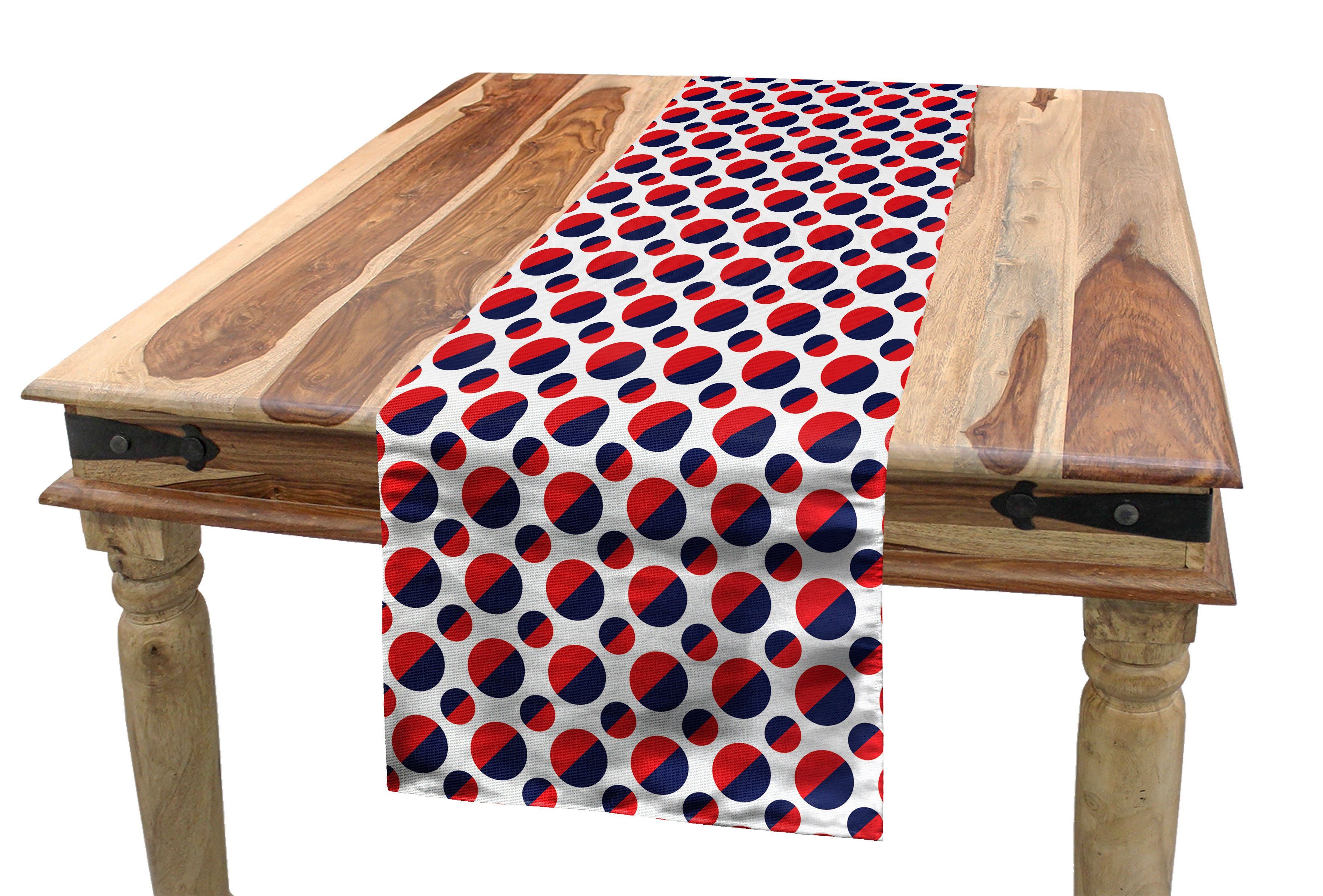 Esszimmer Rechteckiger Abakuhaus Geometrisch Dekorativer Tischläufer, Tischläufer Rote Küche Runden Kreise