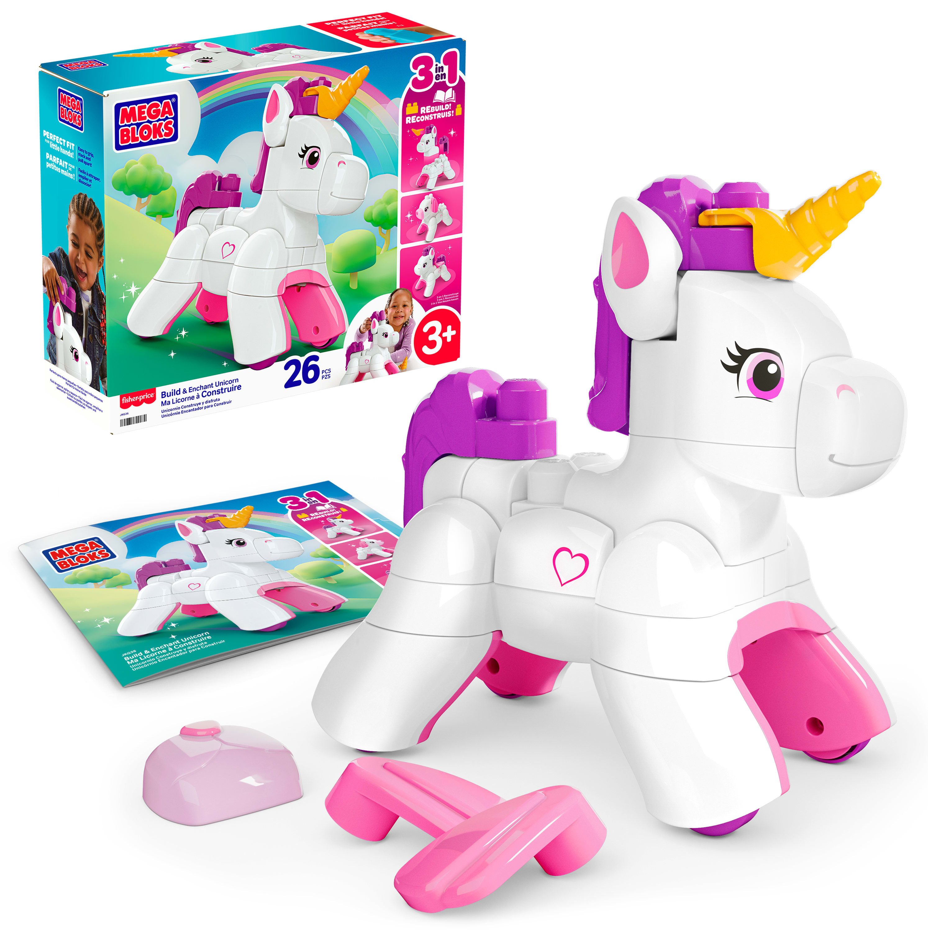 MEGA BLOKS MEGA BLOKS Bau- und Zaubereinhorn Spielbausteine, (26 St)