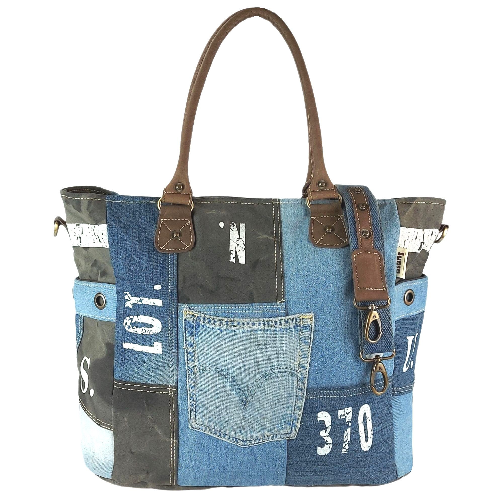 Handtasche XXL Handtasche. Nachhaltige Schultertasche aus recycelte Jeans/ Canvas