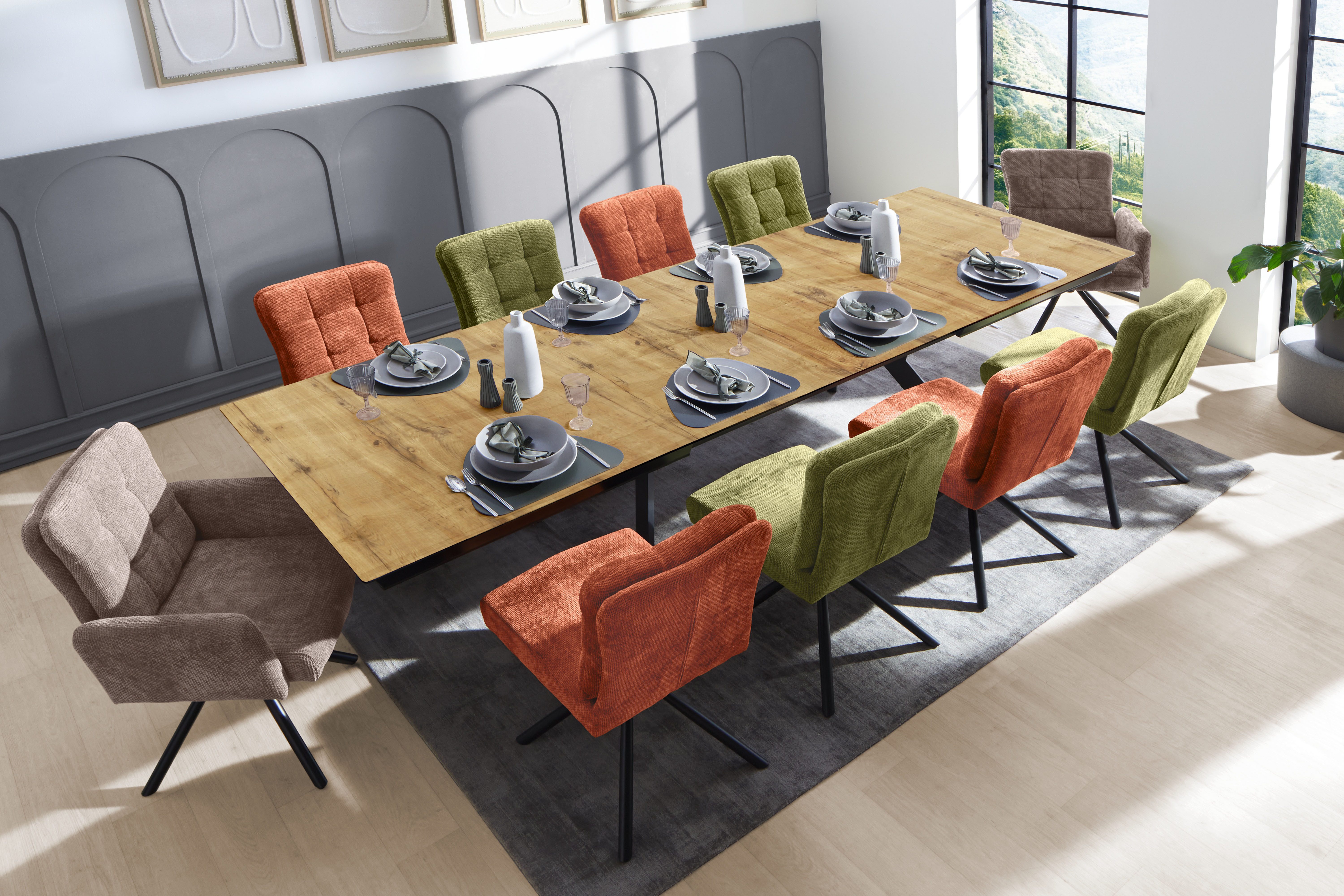 Jockenhöfer Gruppe Esstisch Tyson, 3-fach ausziehbar, Extrabreit (200-320x100cm), Synchronauszug, melaminbeschichtet