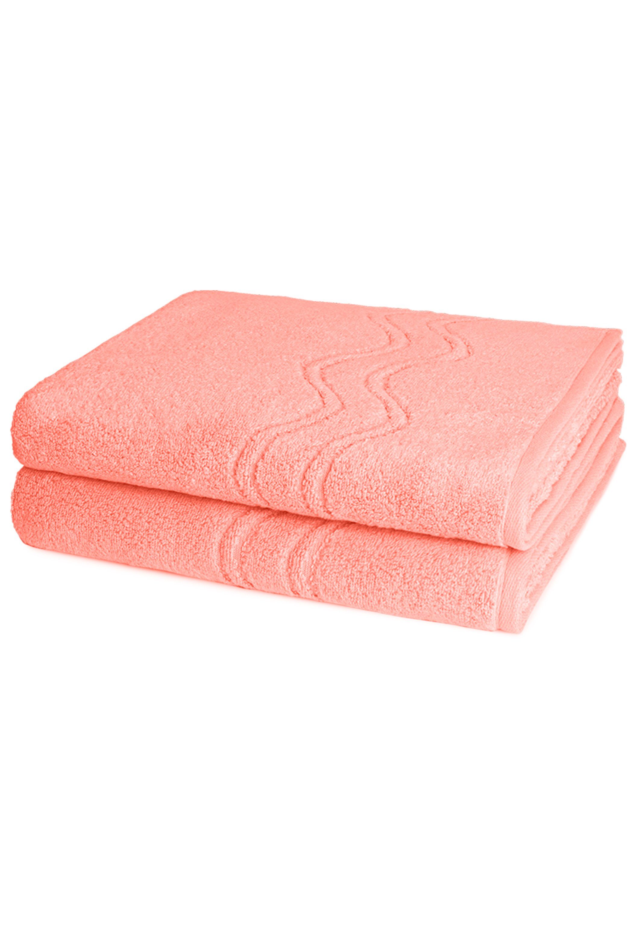 ROSS Handtuch Set Cashmere feeling, Walkfrottee, (Spar-Set, 2-tlg), 2 X Duschtuch - Im Set - Baumwolle - Peach Pink