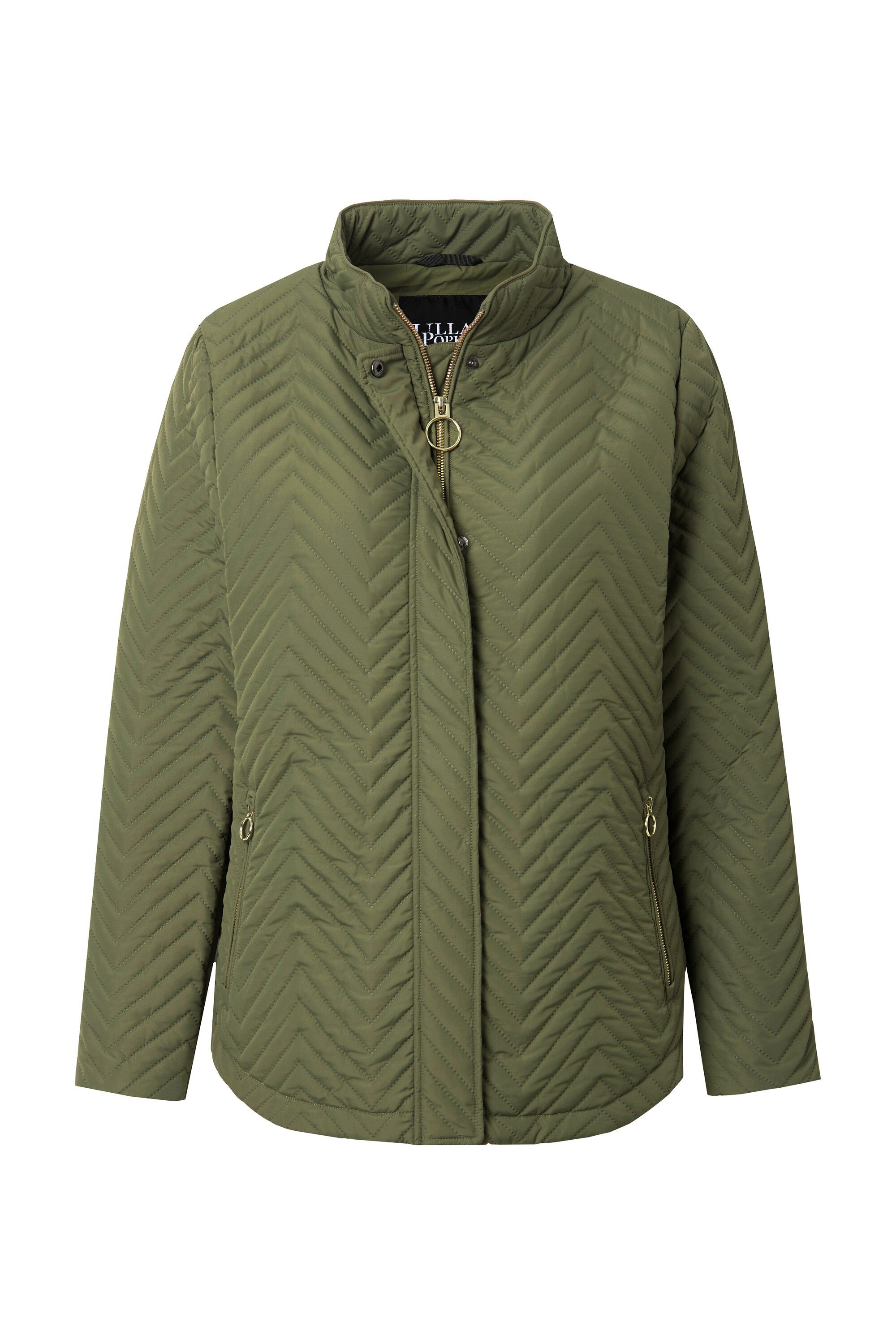 Ulla Popken Parka Steppjacke Strickeinsätze Stehkragen Zipptaschen günstig online kaufen