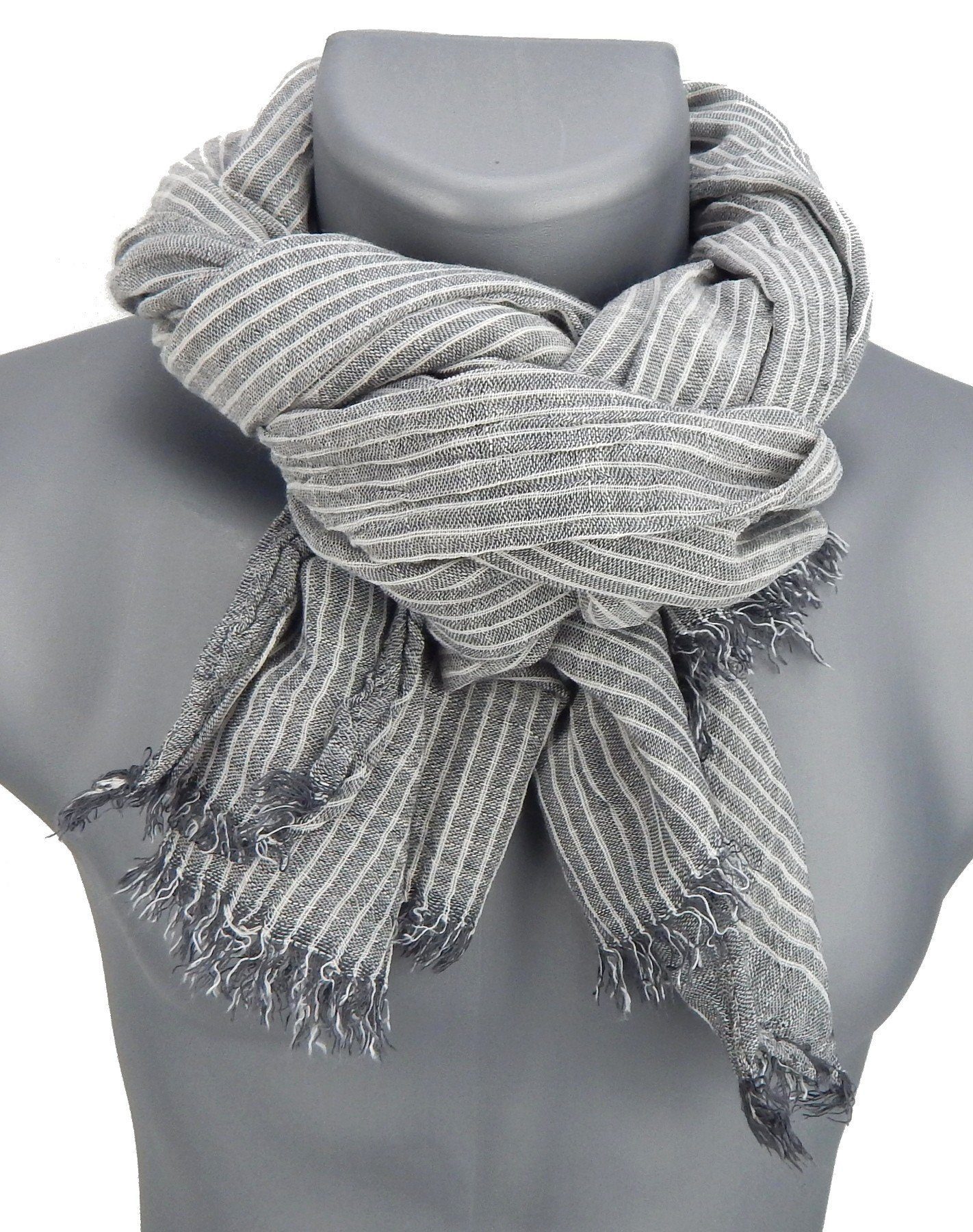 Ella Jonte Modeschal, Maritimer Streifen-Look mit Crinkle-Effekt aus Baumwoll-Mix