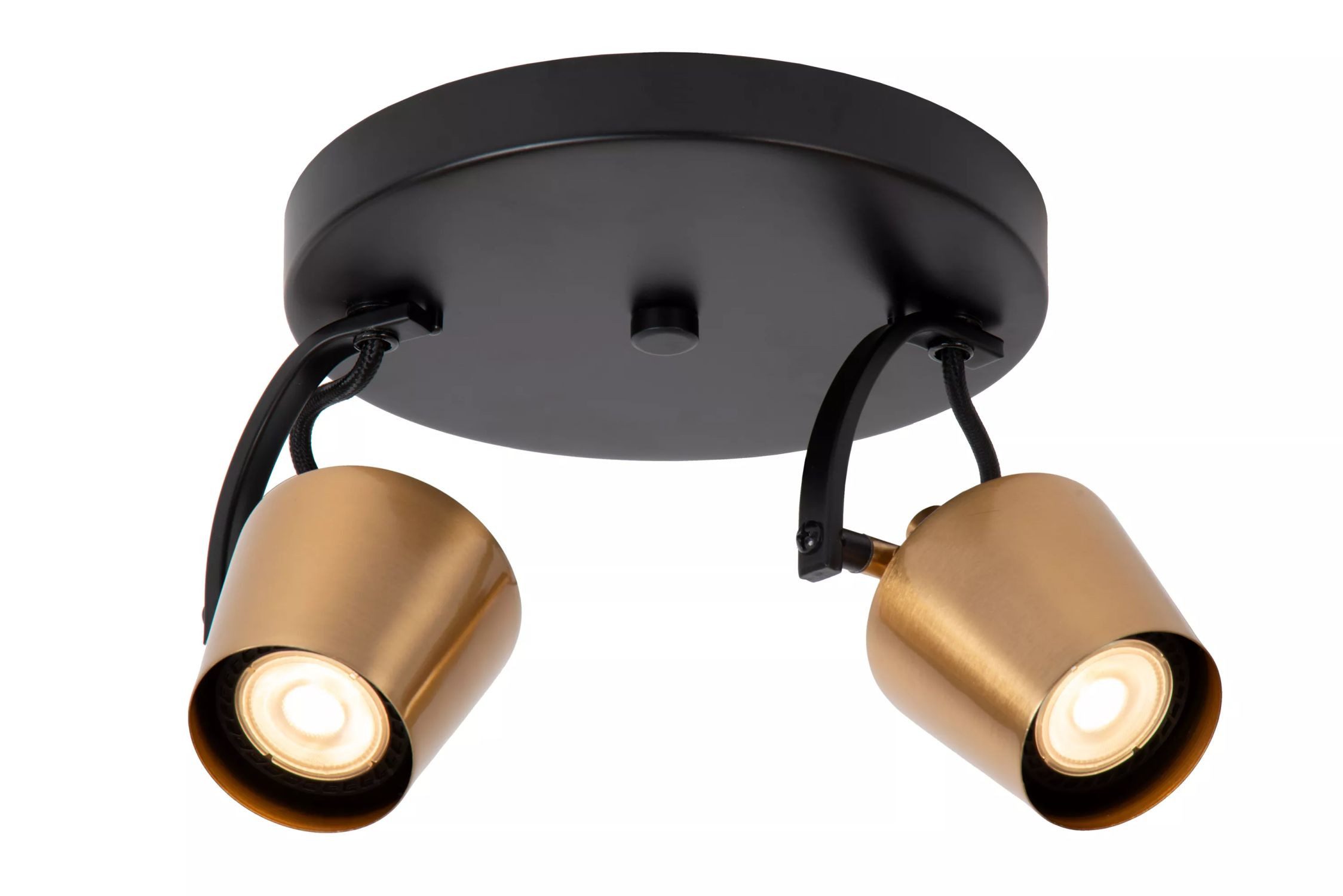 Licht-Erlebnisse Deckenstrahler JISO, ohne Leuchtmittel, Metall GU10 20 cm breit verstellbar in Schwarz Gold 2-flammig Modern
