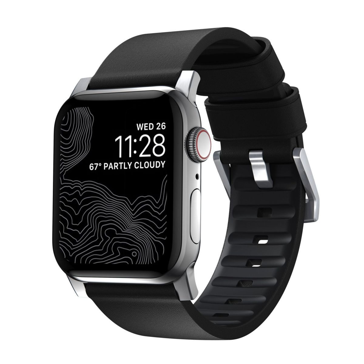 Nomad Smartwatch-Armband Active Leather Band Pro Connectr Silver