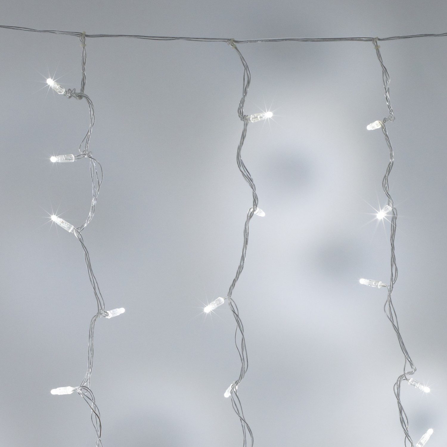 Lights4fun LED-Lichtervorhang Core Connect 2m x 2m 192er LED Lichtervorhang weiß koppelbar transpar