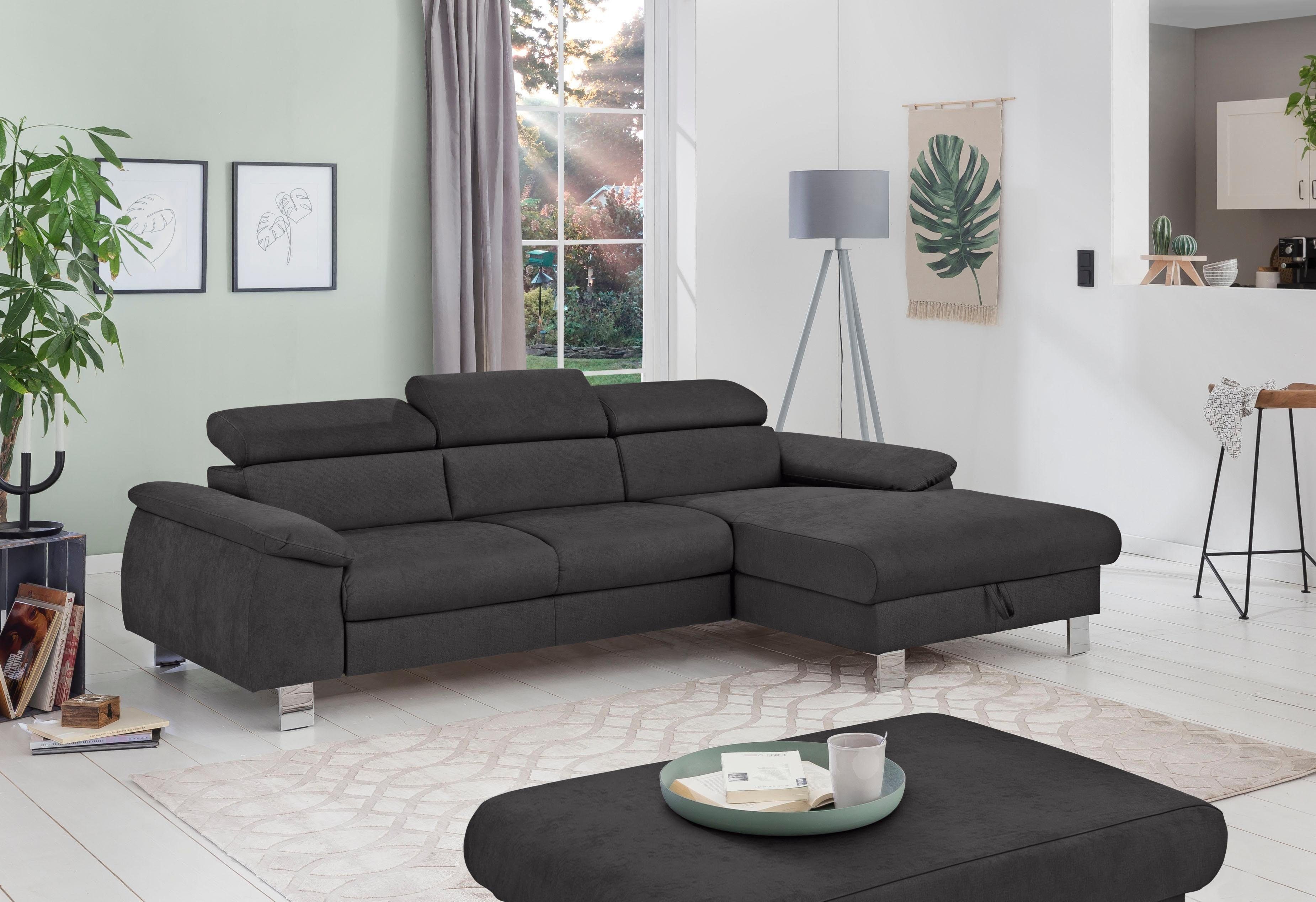 COTTA Ecksofa "Komaris L-Form, B: 244 cm" mit Kopfteilverstellung, optional günstig online kaufen