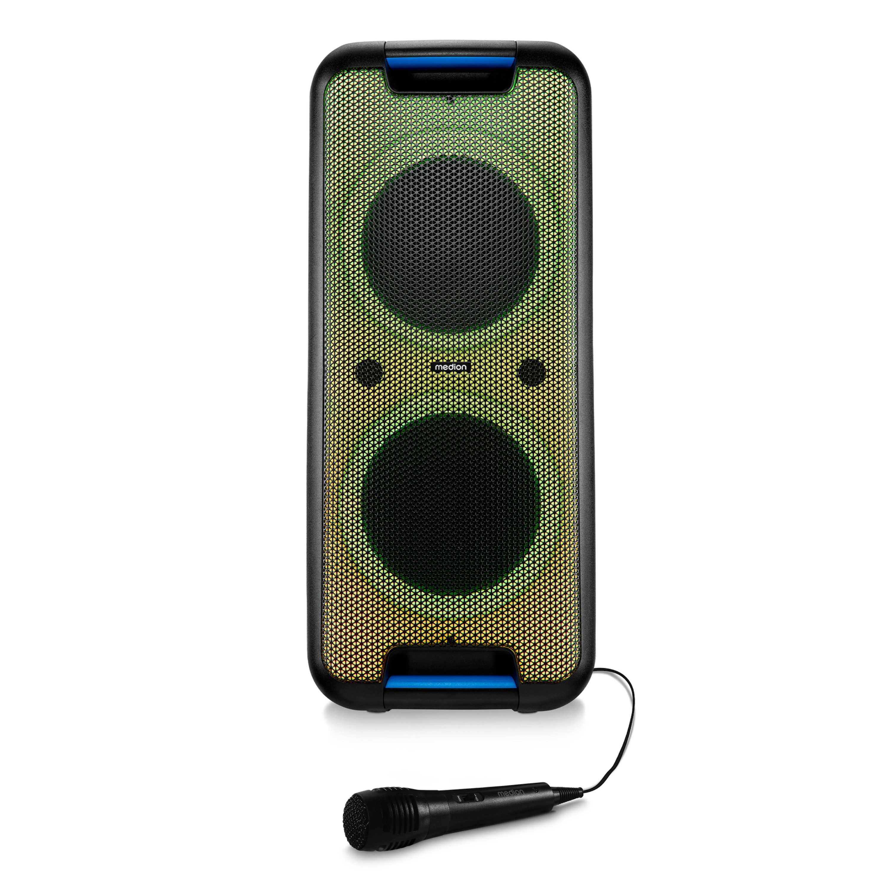 Medion® Partylautsprecher MEDION® LIFE® PX-1 Plus (MD400001) Lautsprecher (Bluetooth 5, 90 W, Lichteffekte, Karaoke, Bluetooth)